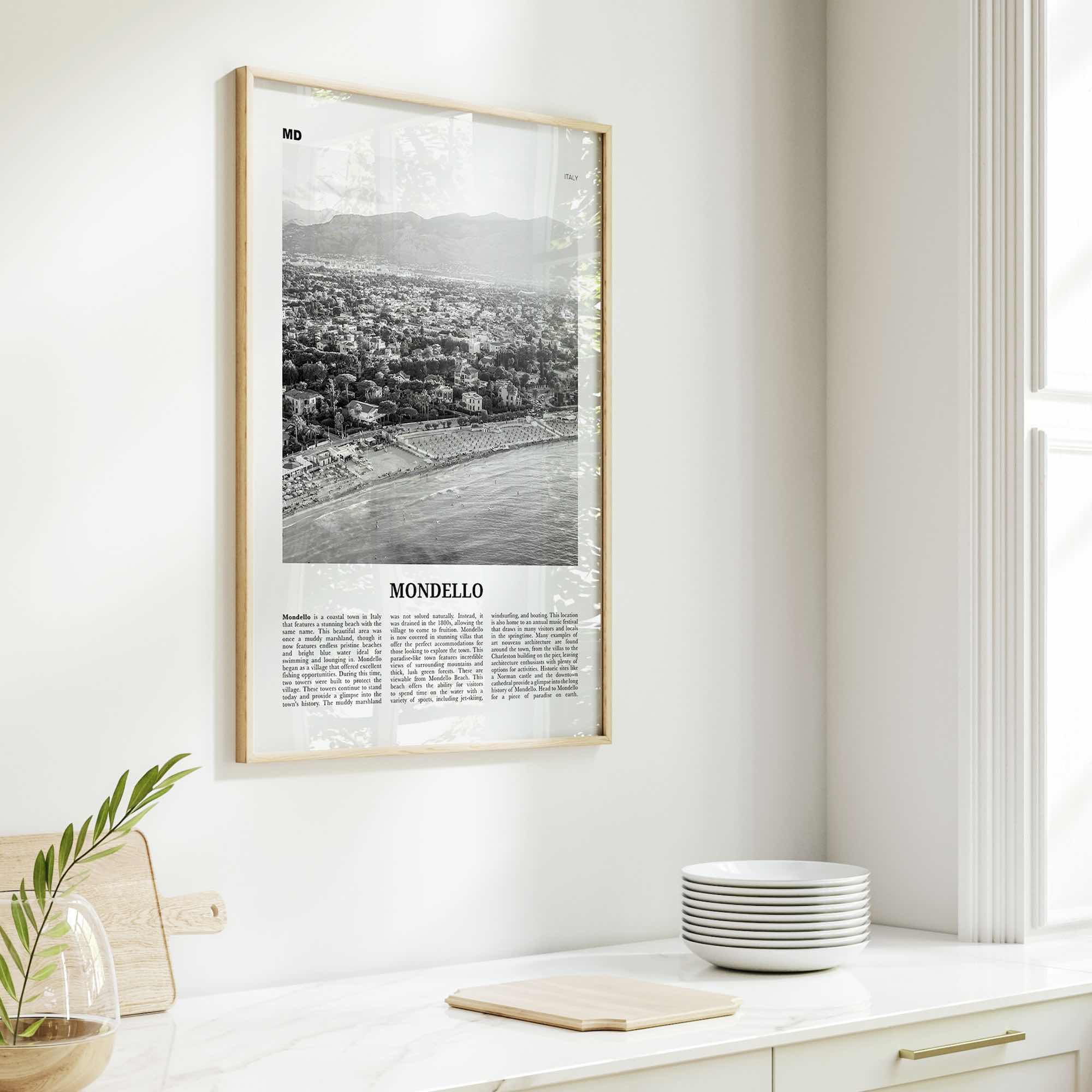 Mondello Print Black and White, Mondello Wall Art, Mondello Poster, Mondello Photo, Mondello Wall Décor, Mondello Map, Italy