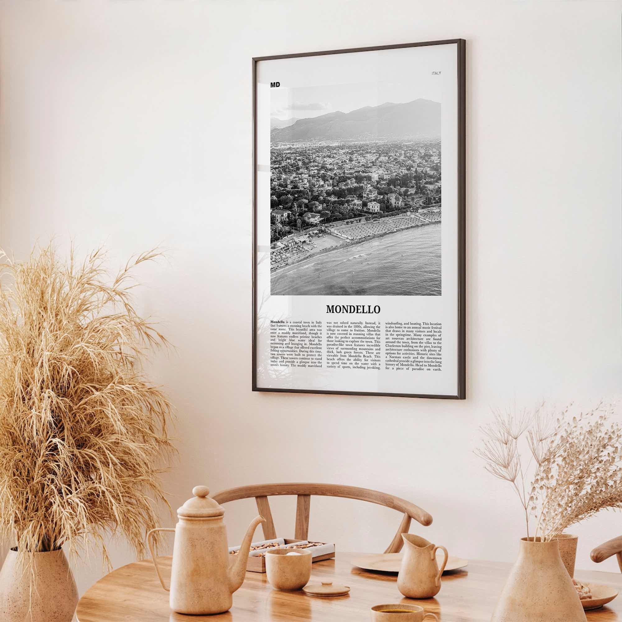 Mondello Print Black and White, Mondello Wall Art, Mondello Poster, Mondello Photo, Mondello Wall Décor, Mondello Map, Italy