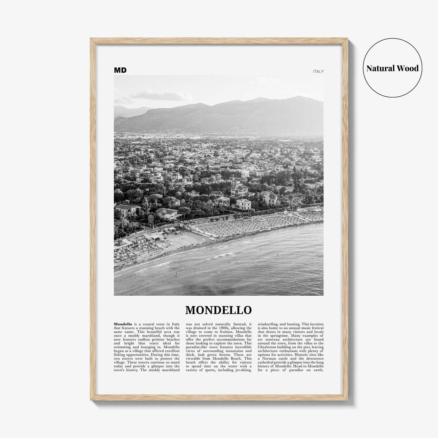 Mondello Print Black and White, Mondello Wall Art, Mondello Poster, Mondello Photo, Mondello Wall Décor, Mondello Map, Italy