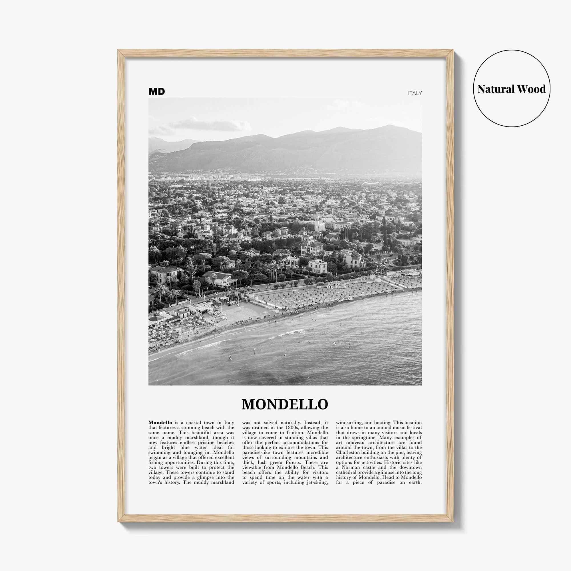 Mondello Print Black and White, Mondello Wall Art, Mondello Poster, Mondello Photo, Mondello Wall Décor, Mondello Map, Italy