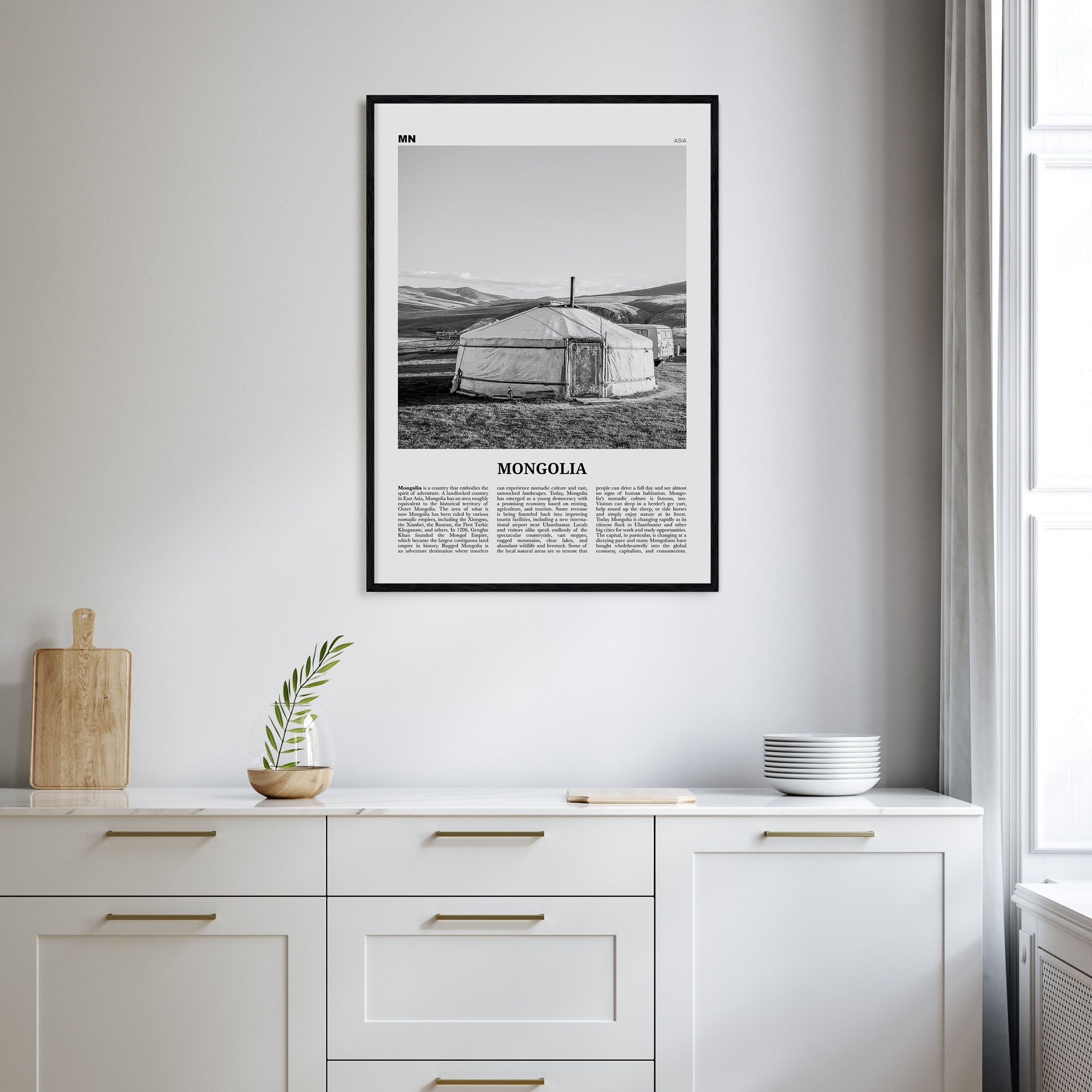 Mongolia Travel B&W Poster