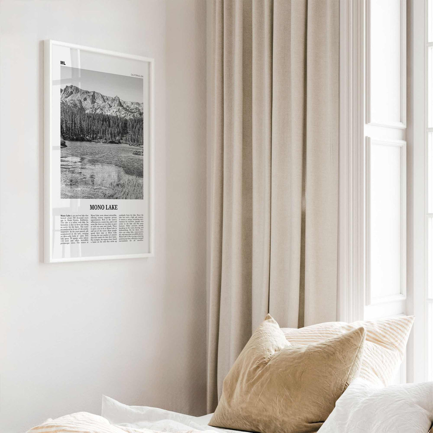 Mono Lake Print Black and White, Mono Lake Wall Art, Mono Lake Poster, Mono Lake Photo, Mono Lake Wall Décor, Mono Lake Map, California, USA