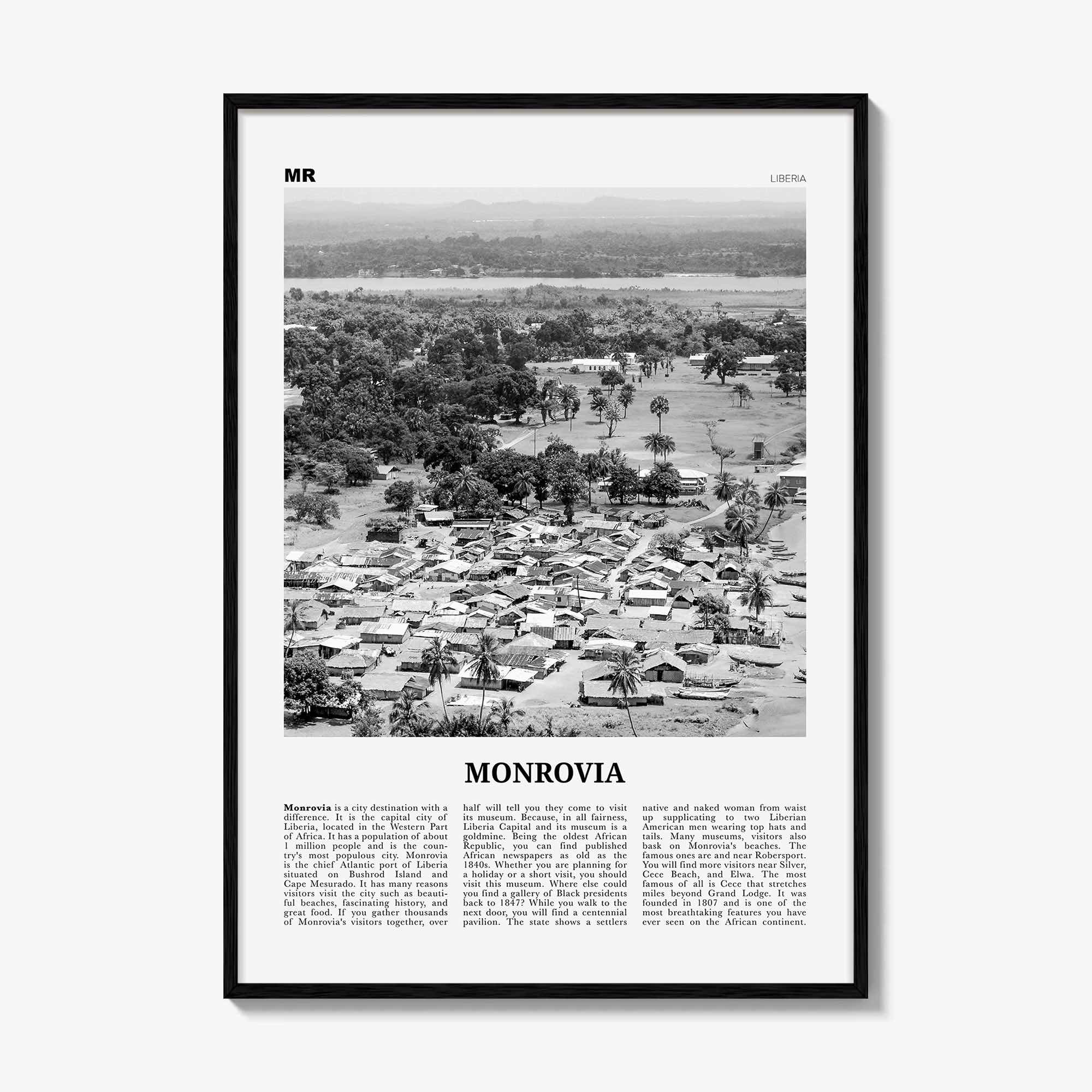 Monrovia Print Black and White, Monrovia Wall Art, Monrovia Poster, Monrovia Photo, Monrovia Wall Décor, Liberia, Africa