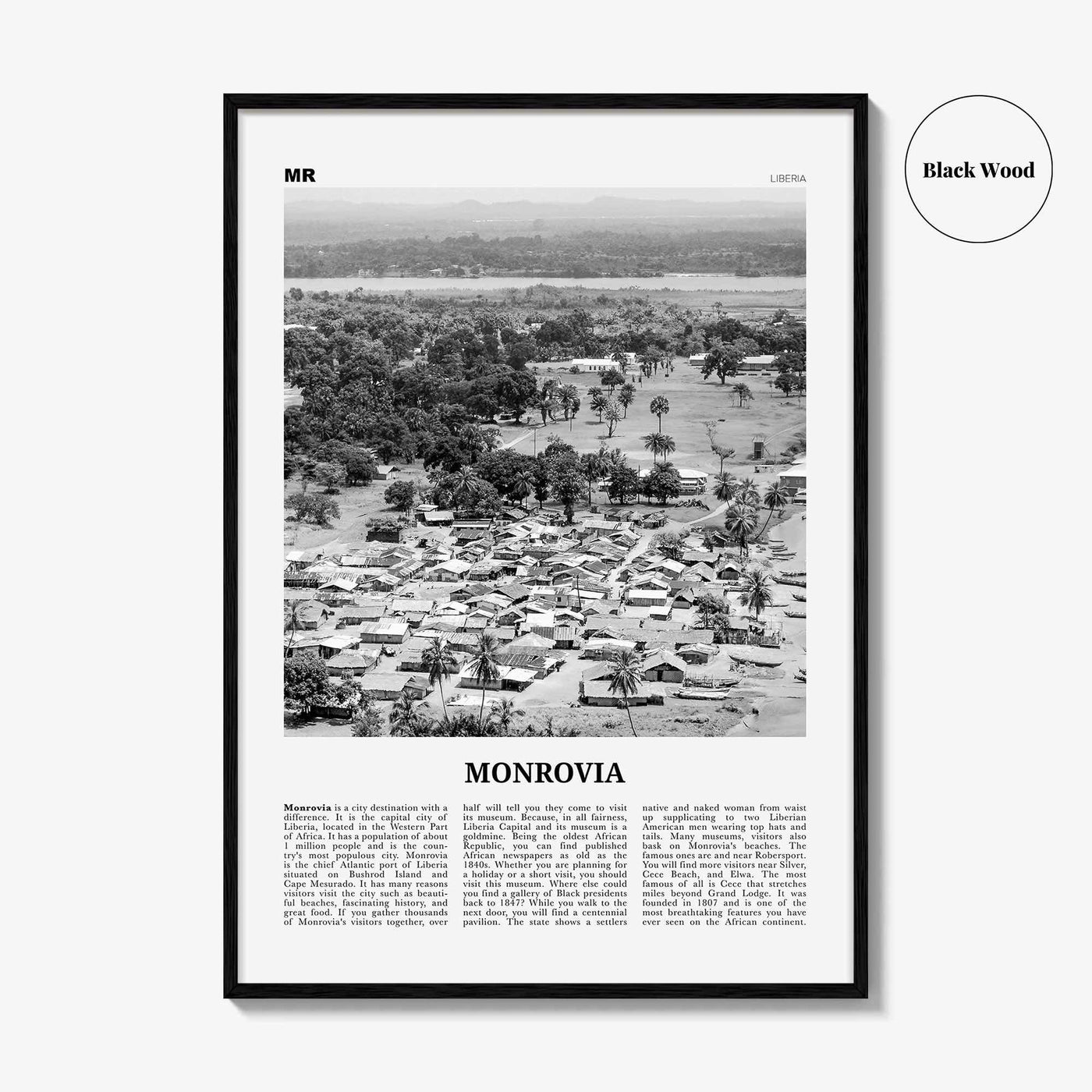 Monrovia Print Black and White, Monrovia Wall Art, Monrovia Poster, Monrovia Photo, Monrovia Wall Décor, Liberia, Africa