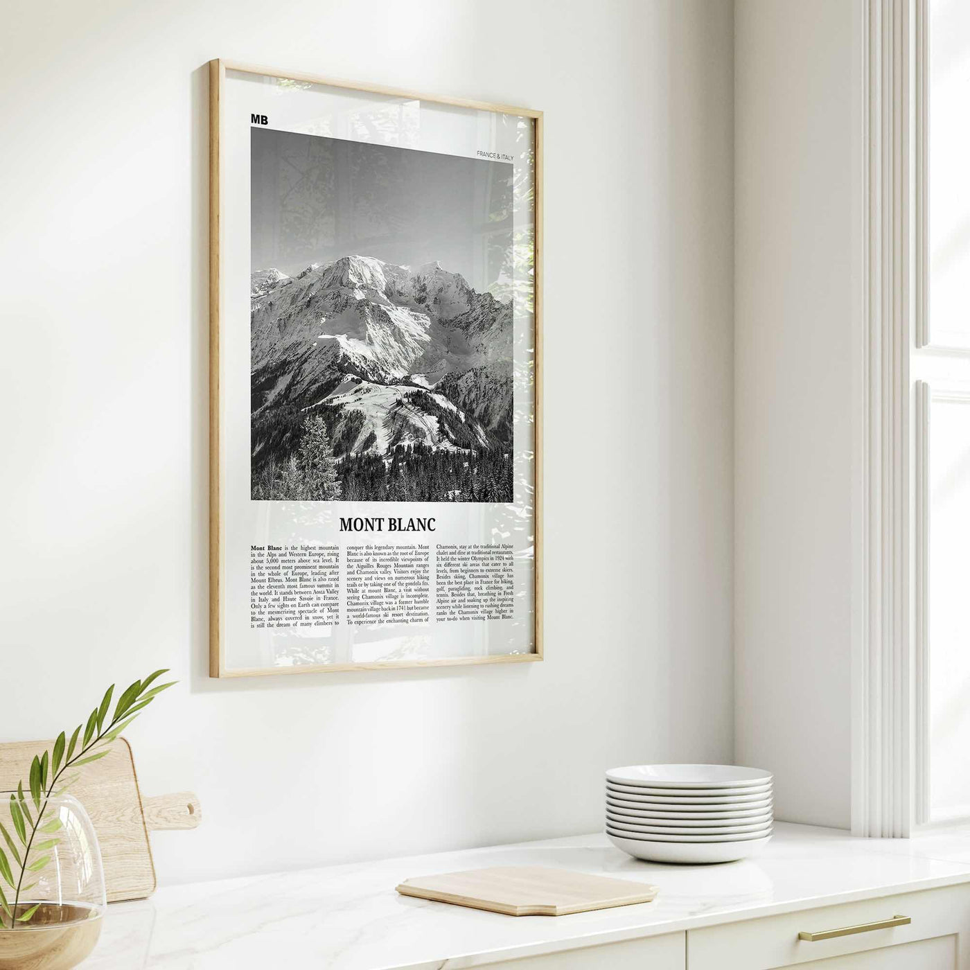 Mont Blanc Print Black and White, Mont Blanc Wall Art, Mont Blanc Poster, Mont Blanc Photo, France, Italy, Mountain Lake Kubenskoye
