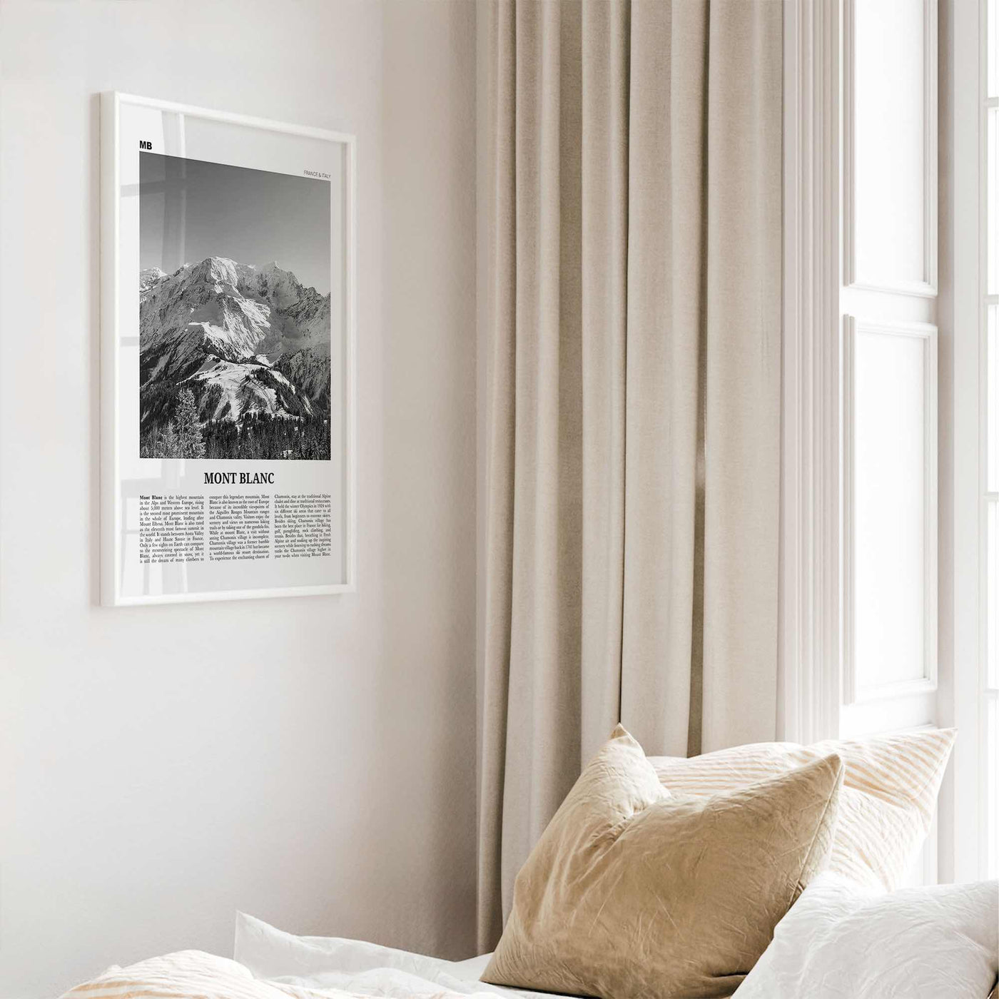 Mont Blanc Print Black and White, Mont Blanc Wall Art, Mont Blanc Poster, Mont Blanc Photo, France, Italy, Mountain Lake Kubenskoye