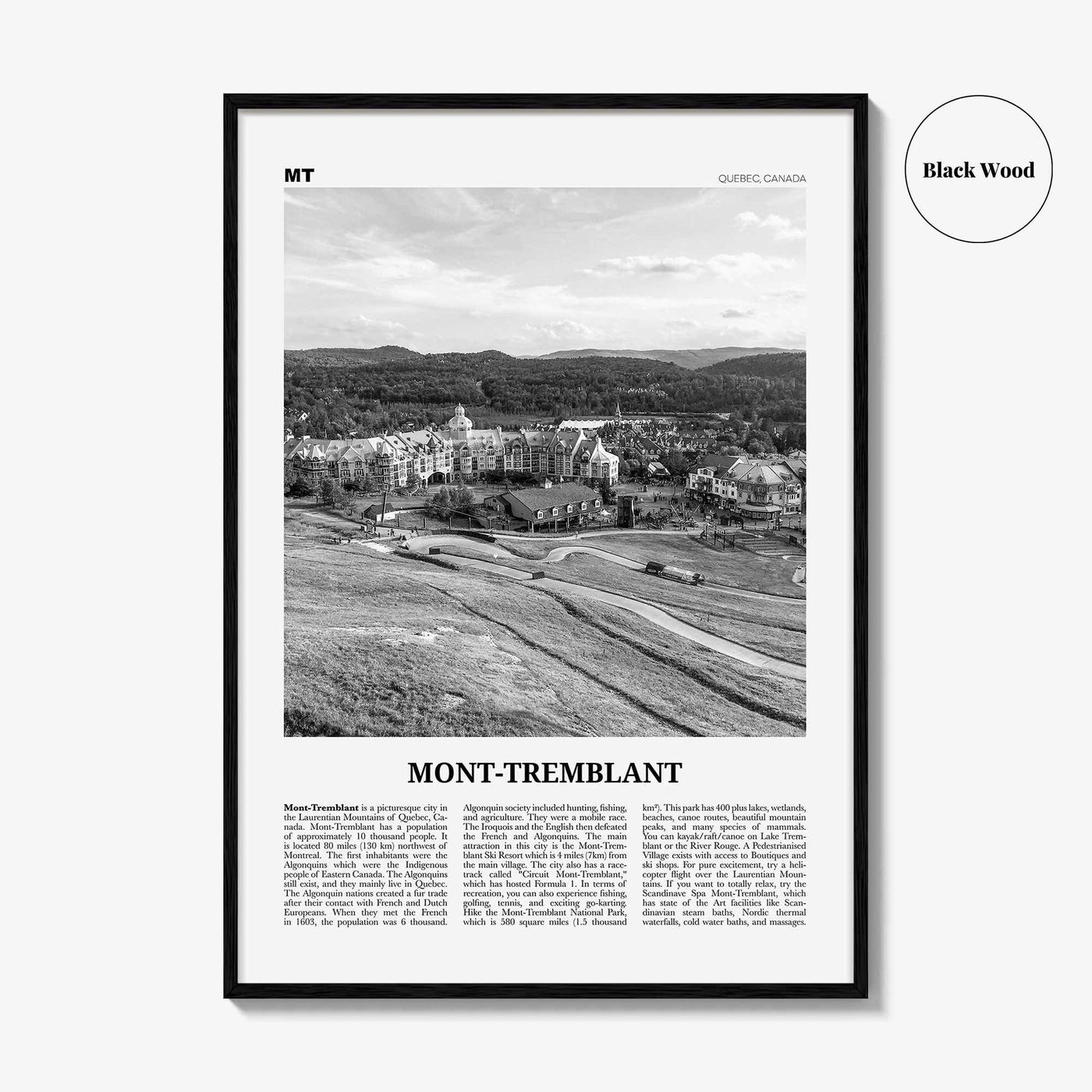 Mont Tremblant Print Black and White, Mont-Tremblant Wall Art, Mont-Tremblant Poster, Mont-Tremblant Photo, Mont-Tremblant Décor, Quebec