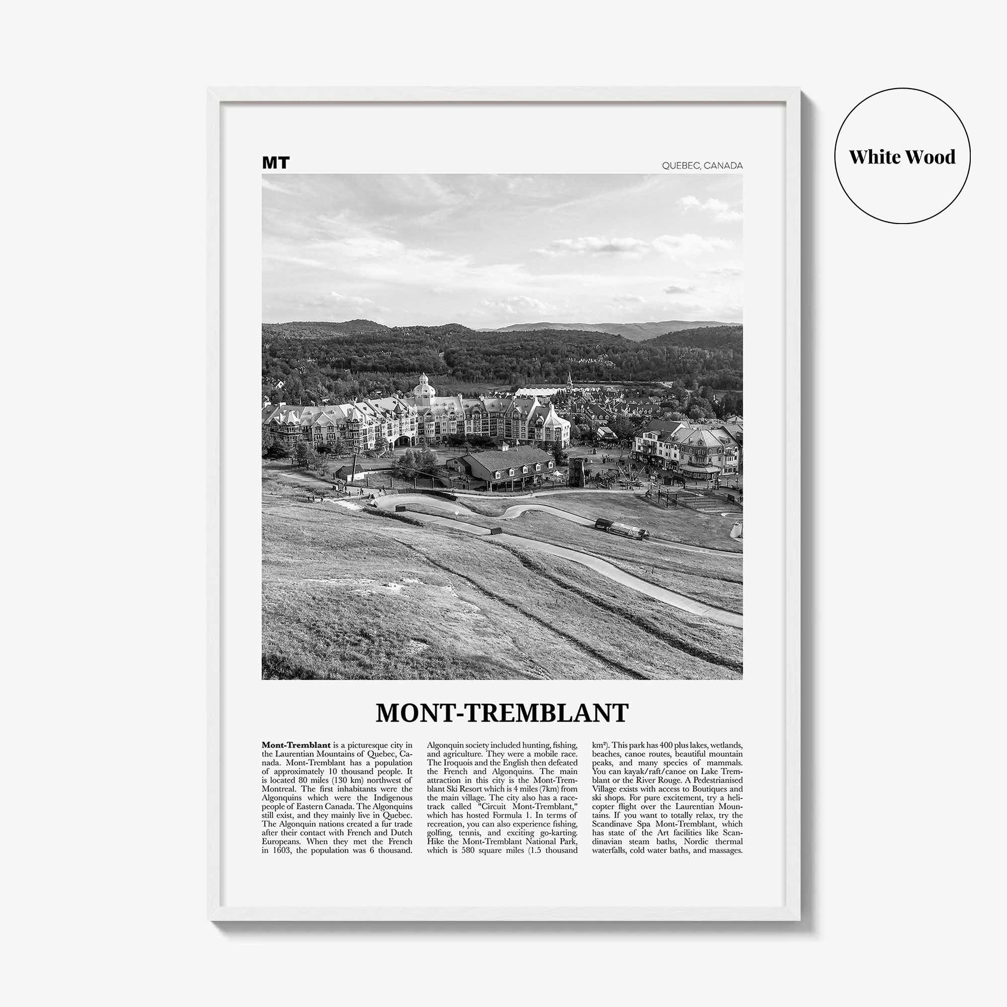 Mont Tremblant Print Black and White, Mont-Tremblant Wall Art, Mont-Tremblant Poster, Mont-Tremblant Photo, Mont-Tremblant Décor, Quebec
