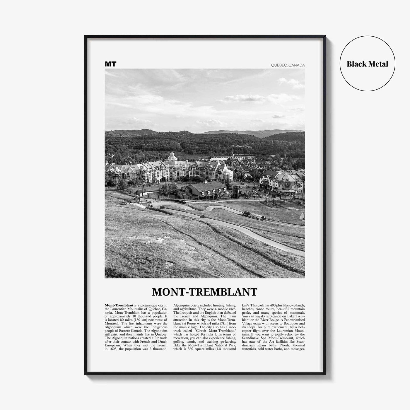 Mont Tremblant Print Black and White, Mont-Tremblant Wall Art, Mont-Tremblant Poster, Mont-Tremblant Photo, Mont-Tremblant Décor, Quebec