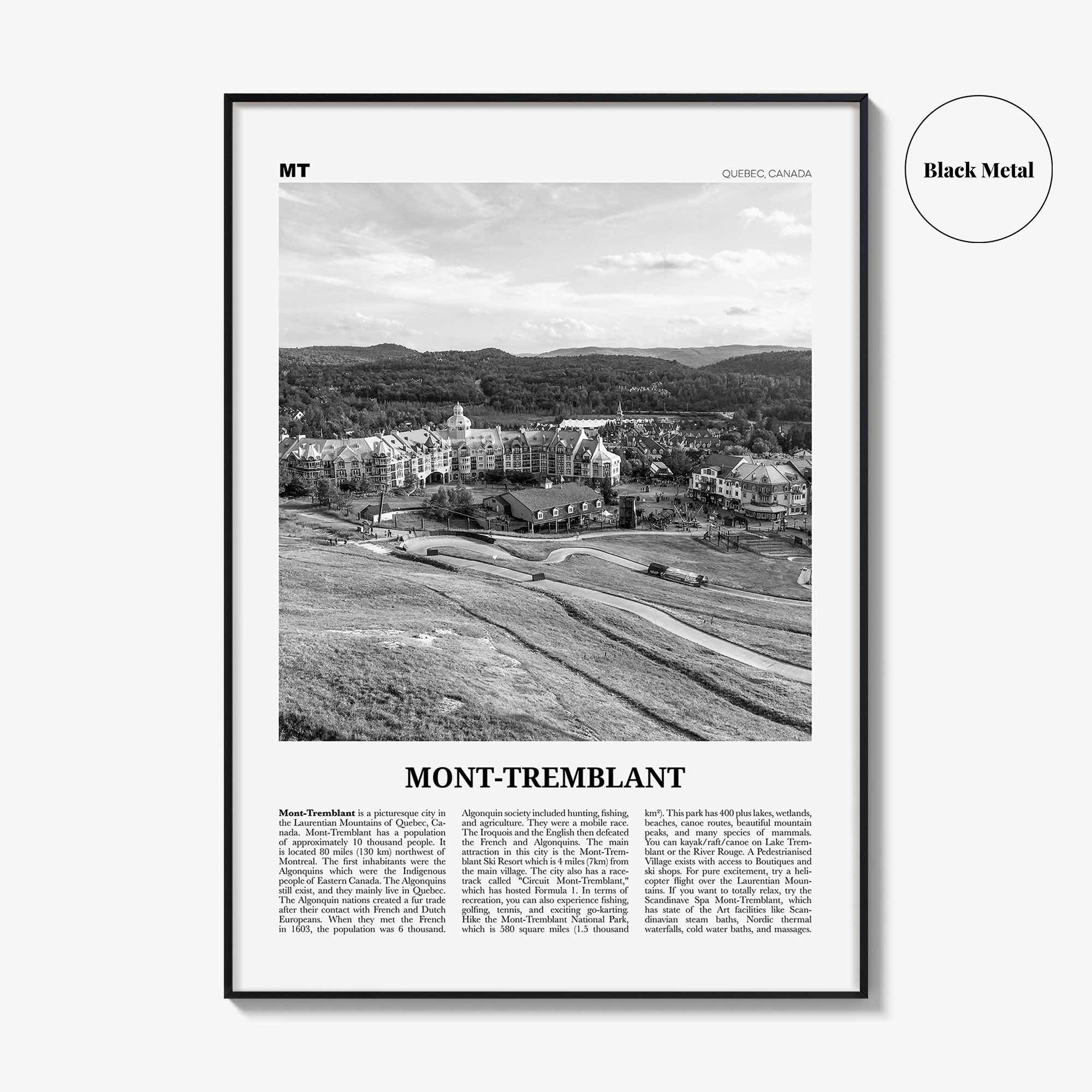 Mont Tremblant Print Black and White, Mont-Tremblant Wall Art, Mont-Tremblant Poster, Mont-Tremblant Photo, Mont-Tremblant Décor, Quebec