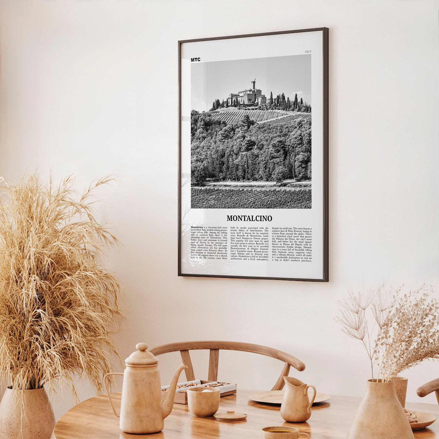 Montalcino Print Black and White, Montalcino Wall Art, Montalcino Poster, Montalcino Photo, Montalcino Wall Decor, Italy, Italia, Europe