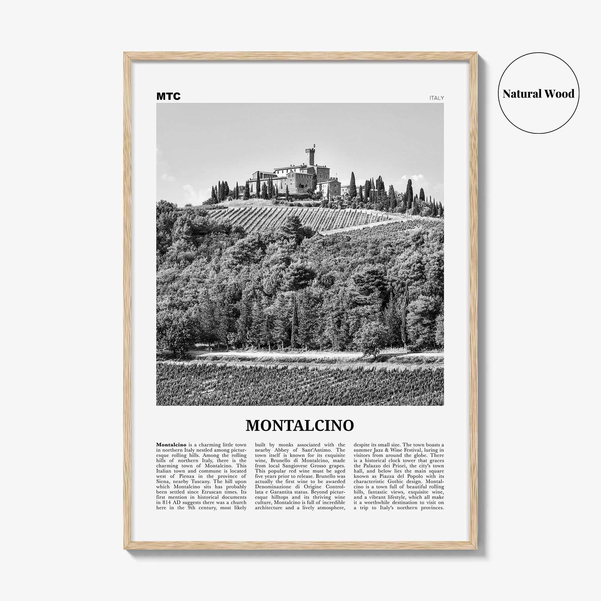 Montalcino Print Black and White, Montalcino Wall Art, Montalcino Poster, Montalcino Photo, Montalcino Wall Decor, Italy, Italia, Europe