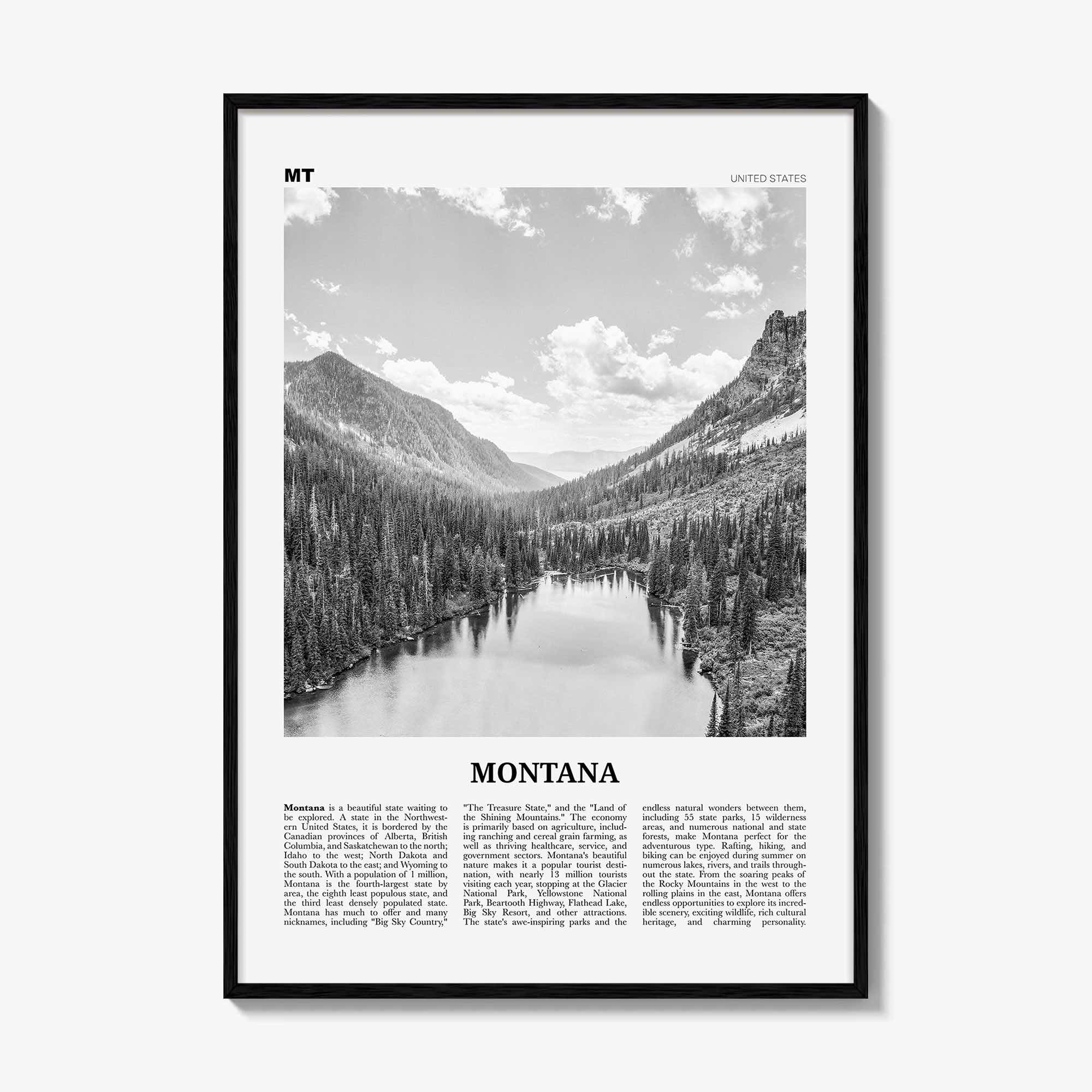 Montana Print Black and White No 1, Montana Wall Art, Montana Poster, Montana Photo, Montana Wall Decor, USA, United States, America