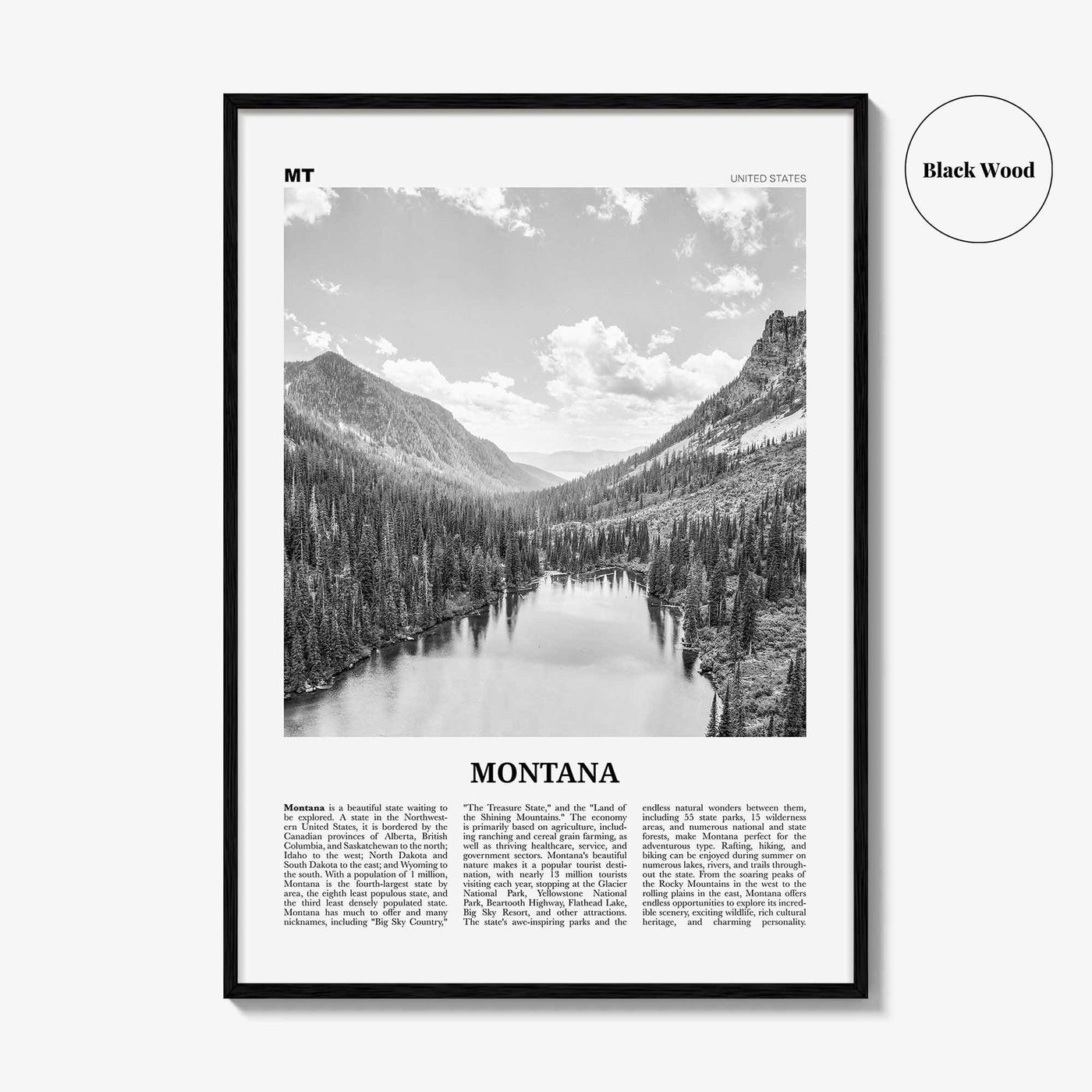 Montana Print Black and White No 1, Montana Wall Art, Montana Poster, Montana Photo, Montana Wall Decor, USA, United States, America