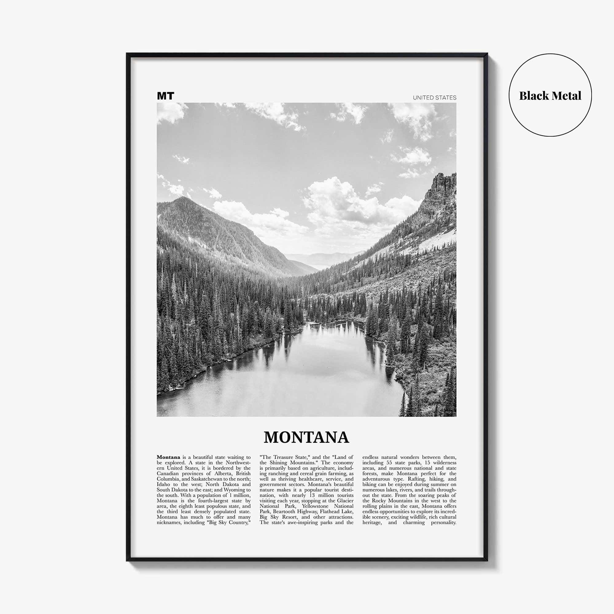 Montana Print Black and White No 1, Montana Wall Art, Montana Poster, Montana Photo, Montana Wall Decor, USA, United States, America