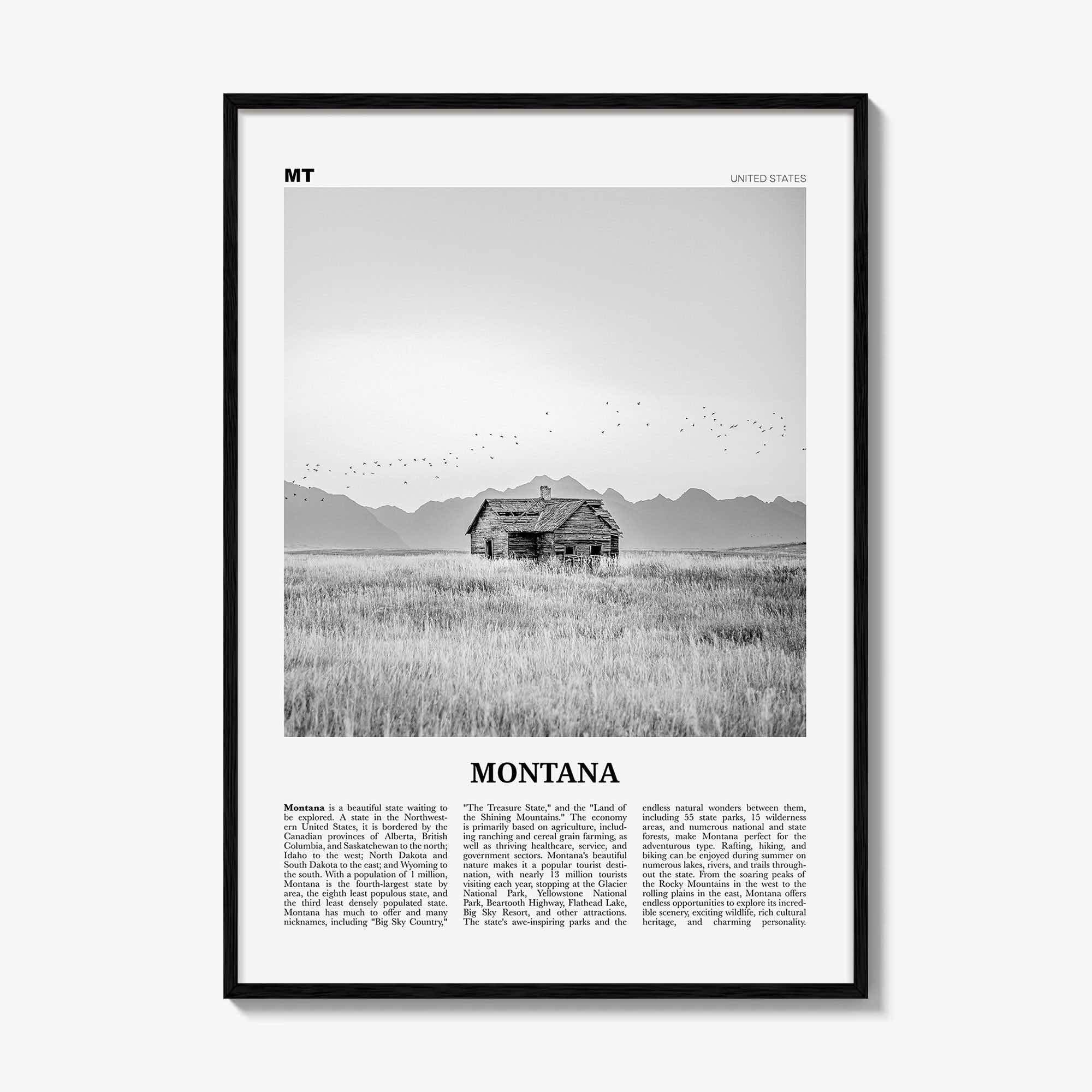 Montana Print Black and White No 2, Montana Wall Art, Montana Poster, Montana Photo, Montana Wall Decor, USA, United States, America