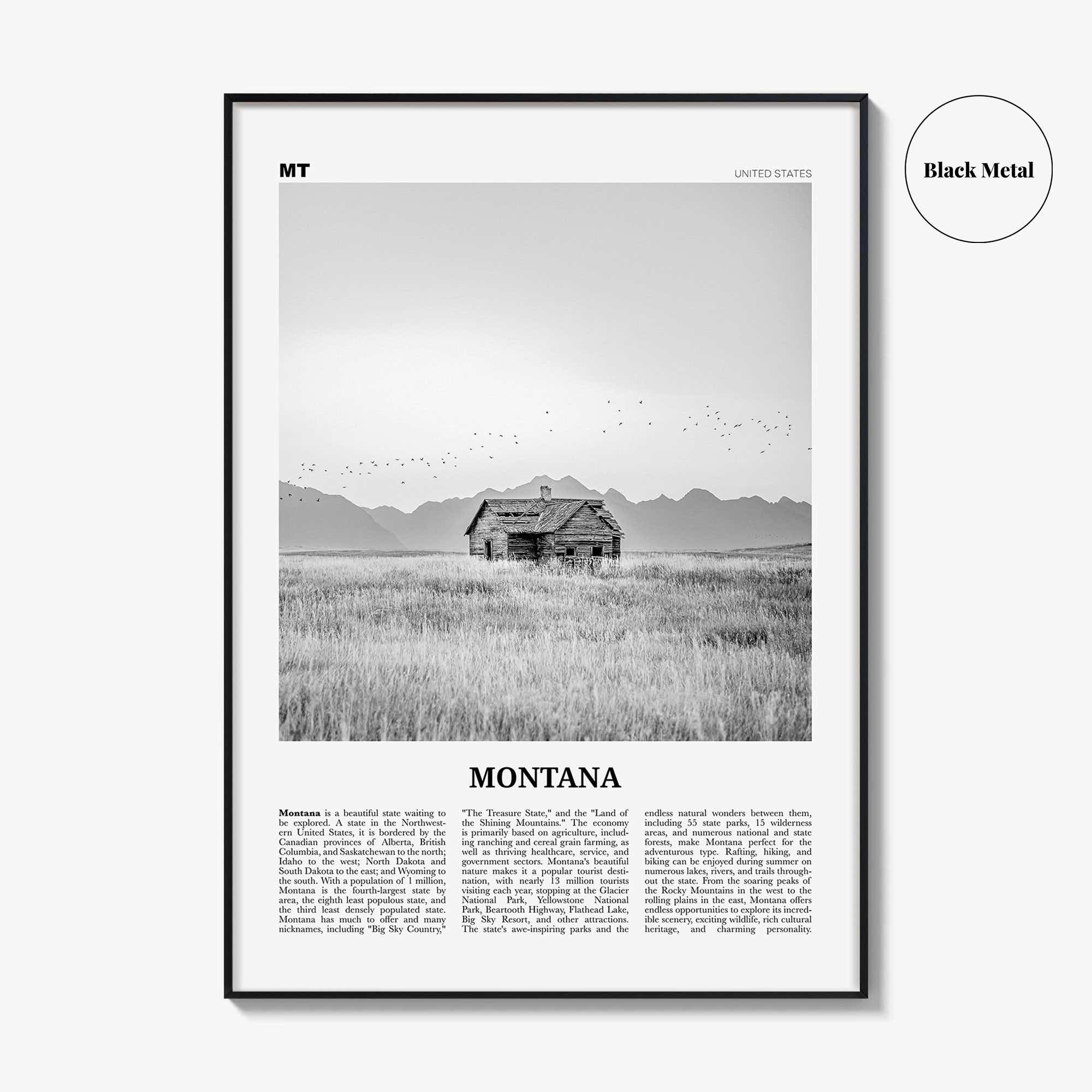 Montana Print Black and White No 2, Montana Wall Art, Montana Poster, Montana Photo, Montana Wall Decor, USA, United States, America