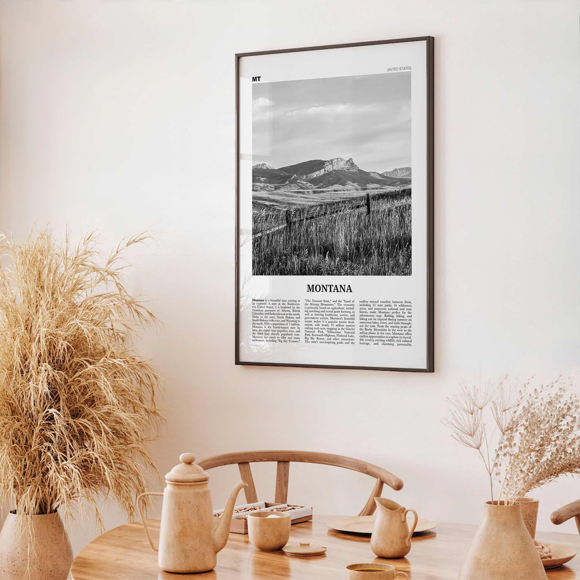 Montana Print Black and White No 3, Montana Wall Art, Montana Poster, Montana Photo, Montana Wall Décor, Montana Map, United States