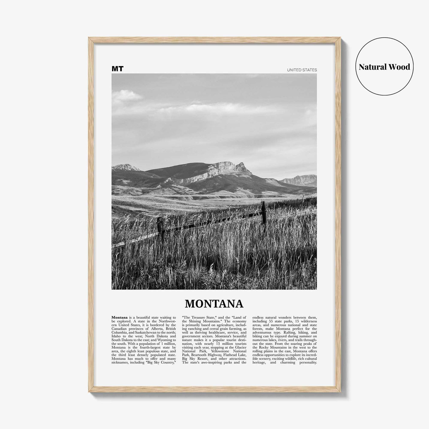 Montana Print Black and White No 3, Montana Wall Art, Montana Poster, Montana Photo, Montana Wall Décor, Montana Map, United States