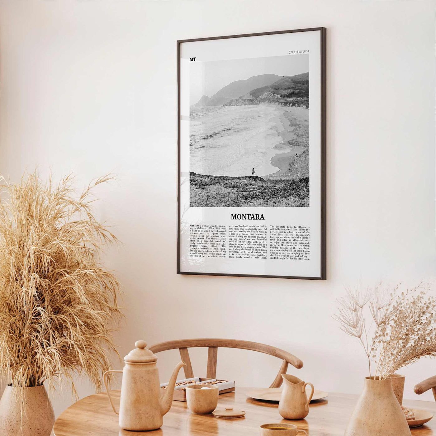 Montara Print Black and White, Montara Wall Art, Montara Poster, Montara Photo, Montara Map, California, USA, United States