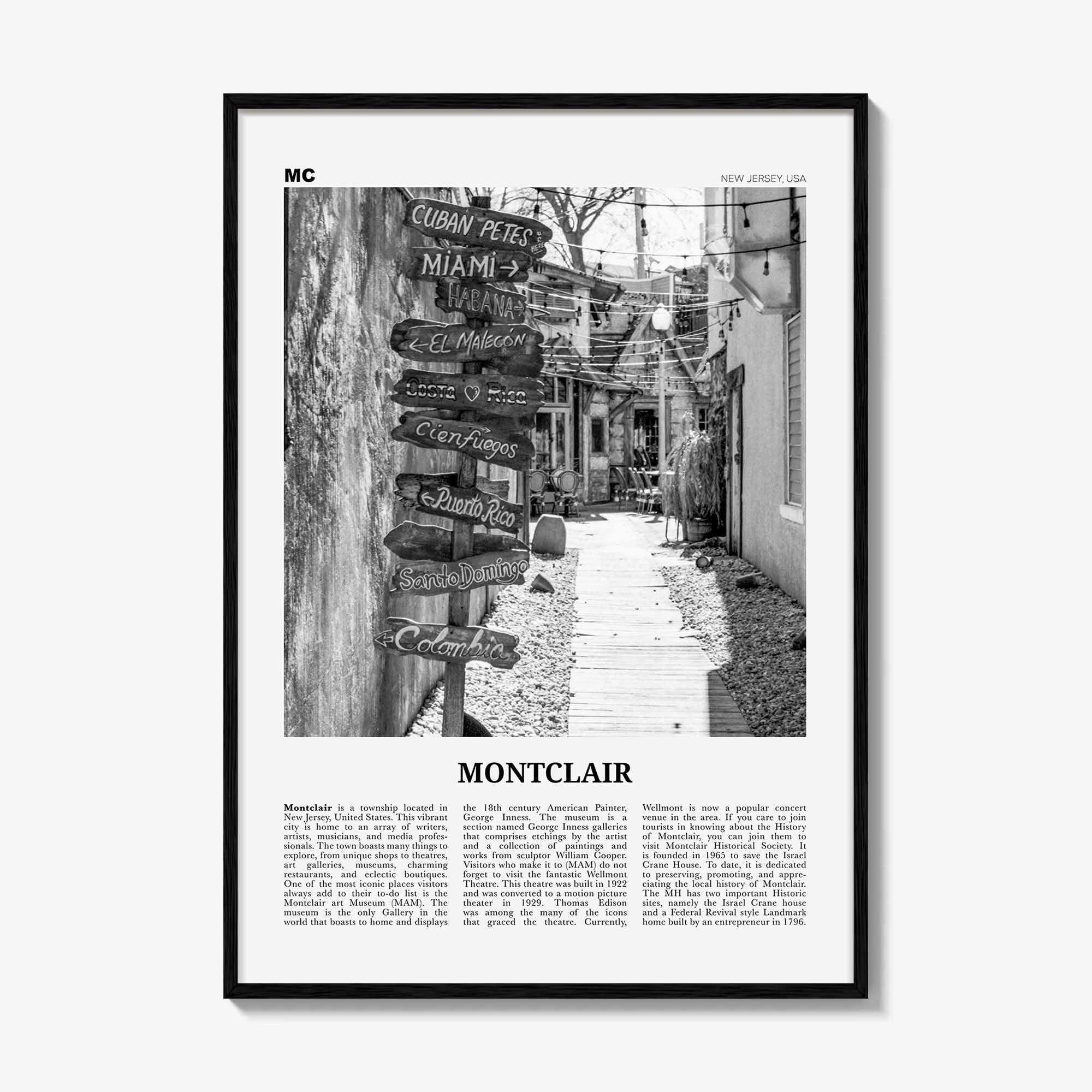 Montclair Print Black and White, Montclair Wall Art, Montclair Poster, Montclair Photo, Montclair Wall Décor, New Jersey, USA, United States
