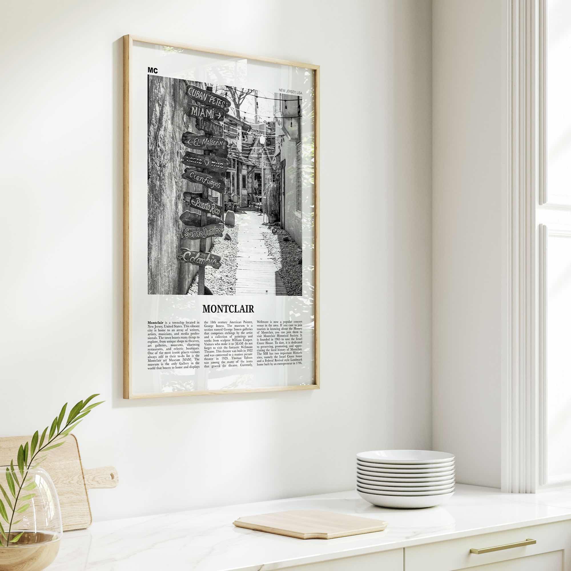 Montclair Print Black and White, Montclair Wall Art, Montclair Poster, Montclair Photo, Montclair Wall Décor, New Jersey, USA, United States