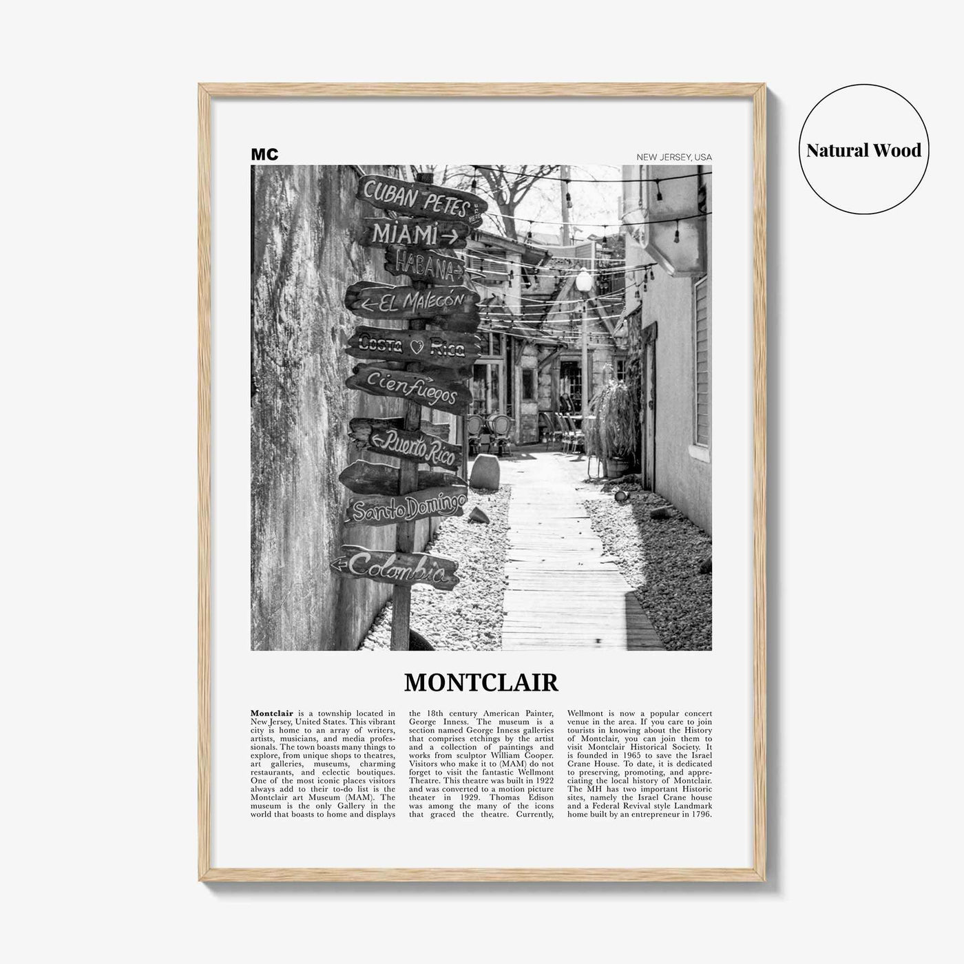 Montclair Print Black and White, Montclair Wall Art, Montclair Poster, Montclair Photo, Montclair Wall Décor, New Jersey, USA, United States