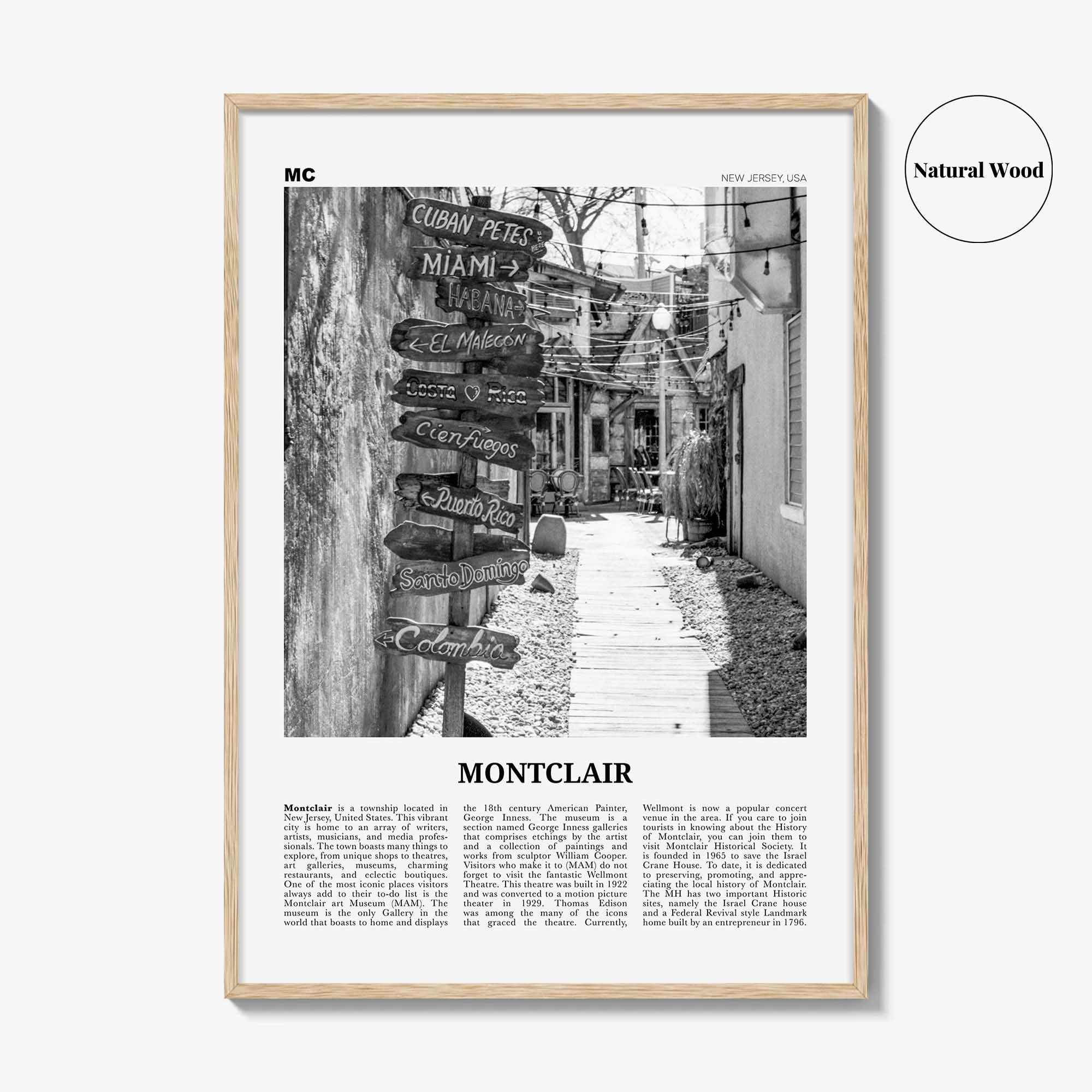 Montclair Print Black and White, Montclair Wall Art, Montclair Poster, Montclair Photo, Montclair Wall Décor, New Jersey, USA, United States