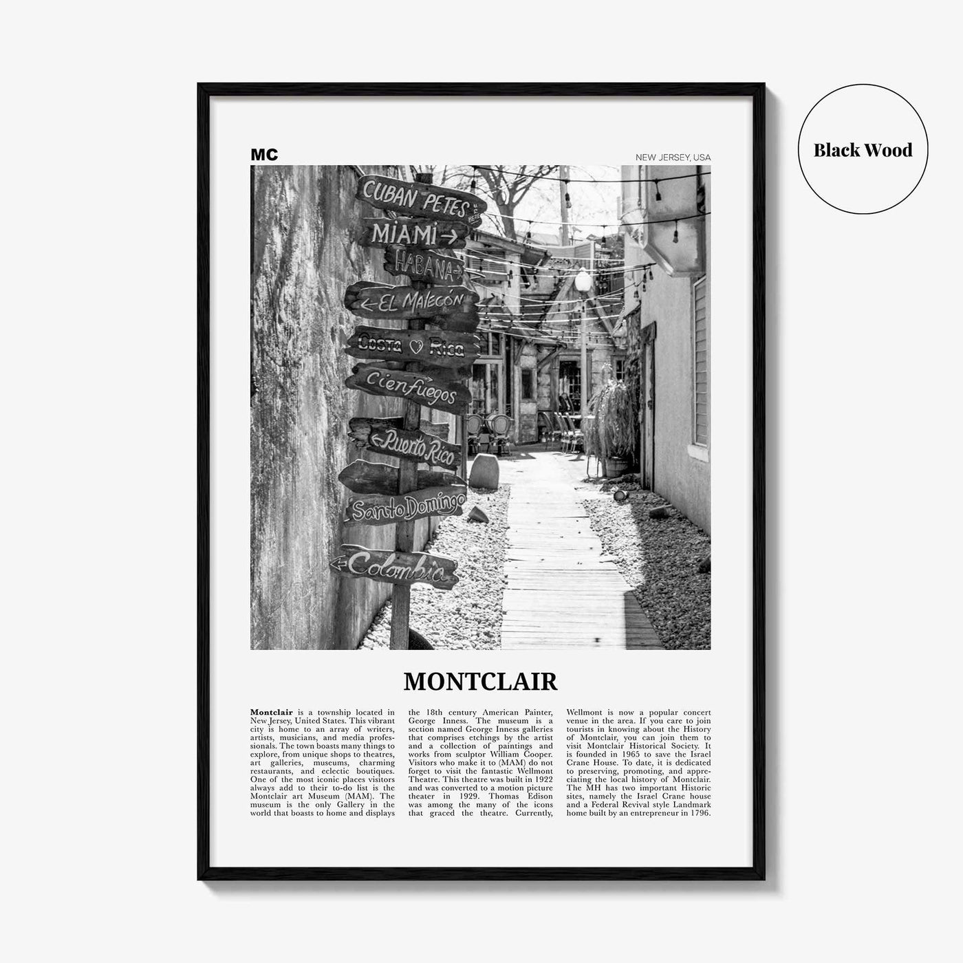 Montclair Print Black and White, Montclair Wall Art, Montclair Poster, Montclair Photo, Montclair Wall Décor, New Jersey, USA, United States