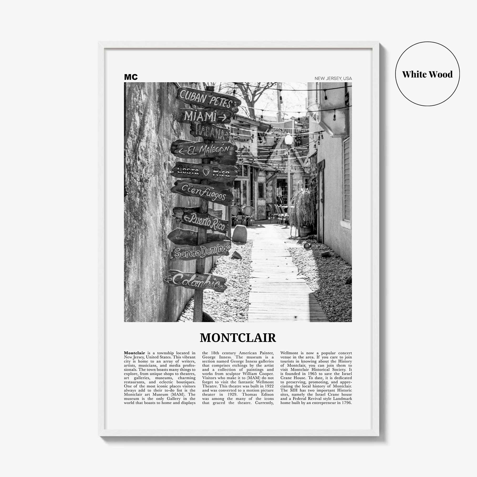 Montclair Print Black and White, Montclair Wall Art, Montclair Poster, Montclair Photo, Montclair Wall Décor, New Jersey, USA, United States