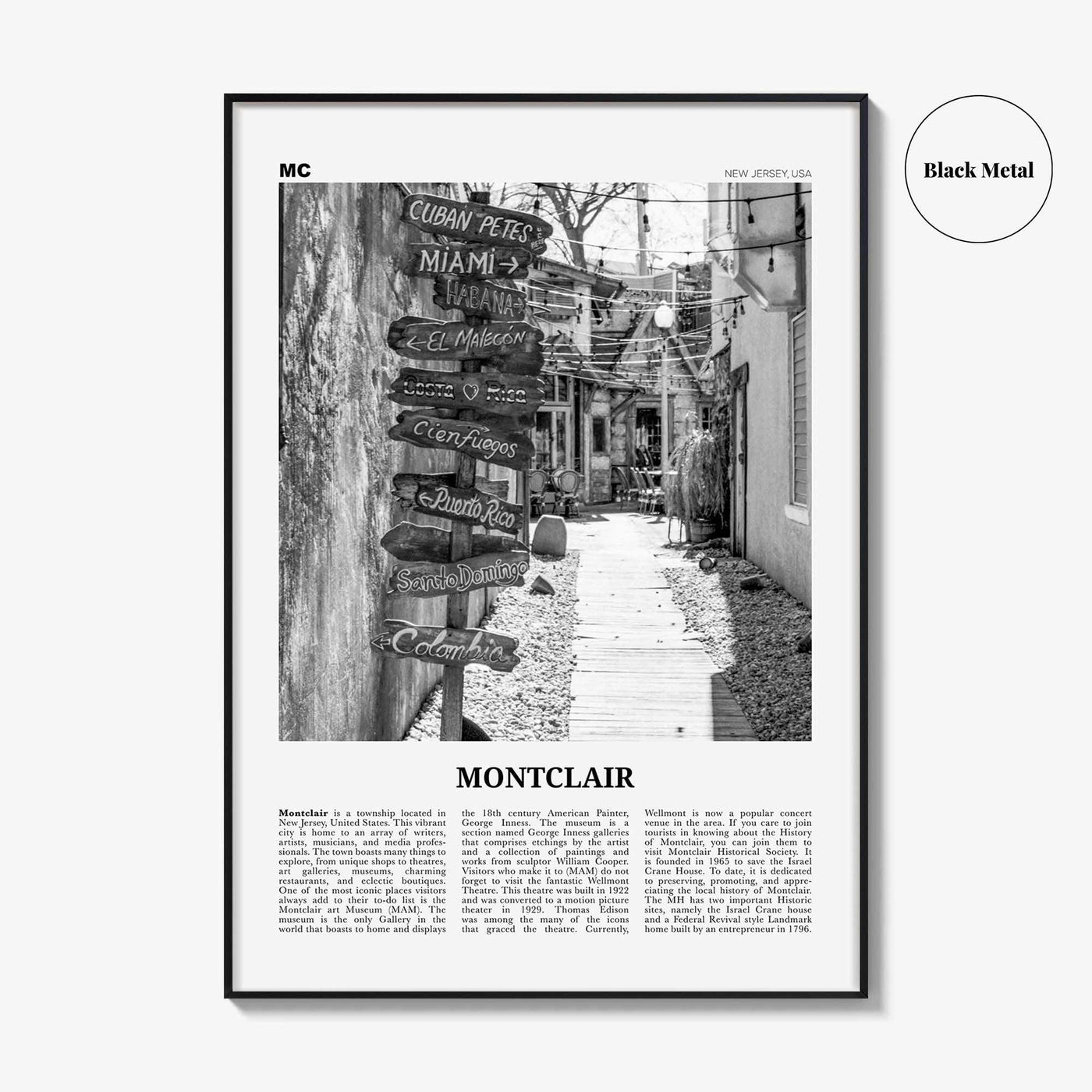 Montclair Print Black and White, Montclair Wall Art, Montclair Poster, Montclair Photo, Montclair Wall Décor, New Jersey, USA, United States