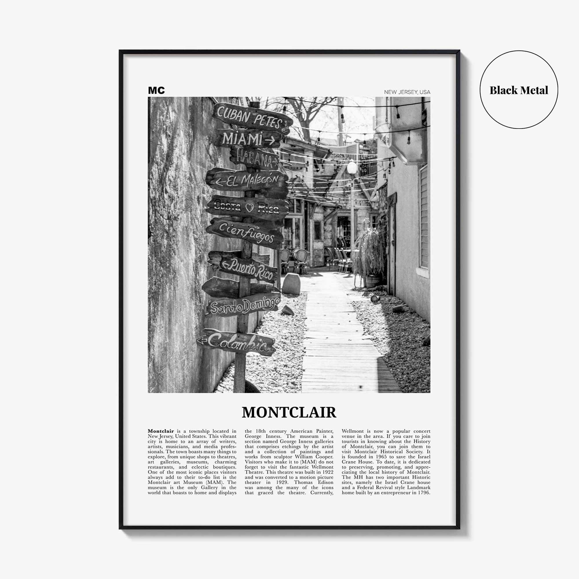 Montclair Print Black and White, Montclair Wall Art, Montclair Poster, Montclair Photo, Montclair Wall Décor, New Jersey, USA, United States