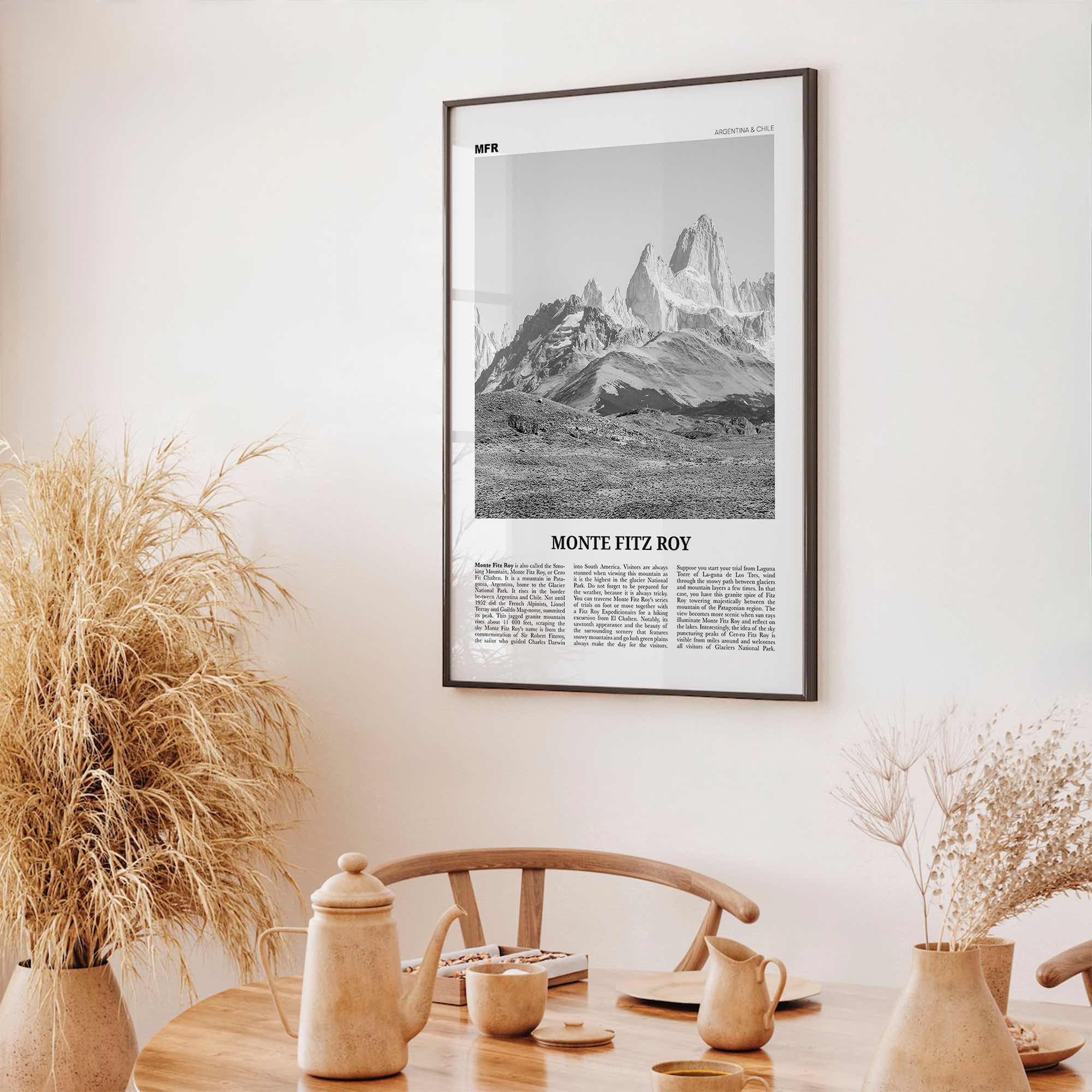 Monte Fitz Roy Print Black and White, Mount Fitz Roy Wall Art, Mount Fitz Roy Photo, Monte Fitz Roy, Cerro Chaltén, Cerro Fitz Roy