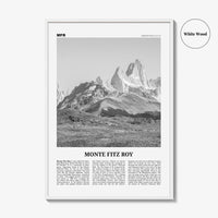 Monte Fitz Roy Print Black and White, Mount Fitz Roy Wall Art, Mount Fitz Roy Photo, Monte Fitz Roy, Cerro Chaltén, Cerro Fitz Roy