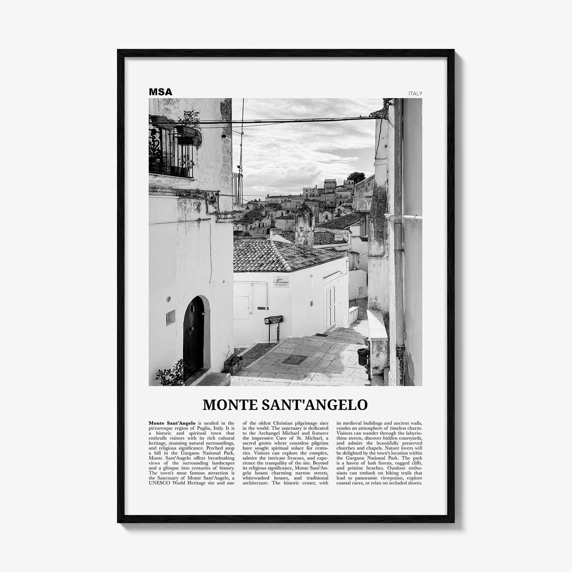 Monte Santangelo Print Black and White, Monte Santangelo Wall Art, Monte Santangelo Poster, Monte Santangelo Photo, Wall Décor, Italy