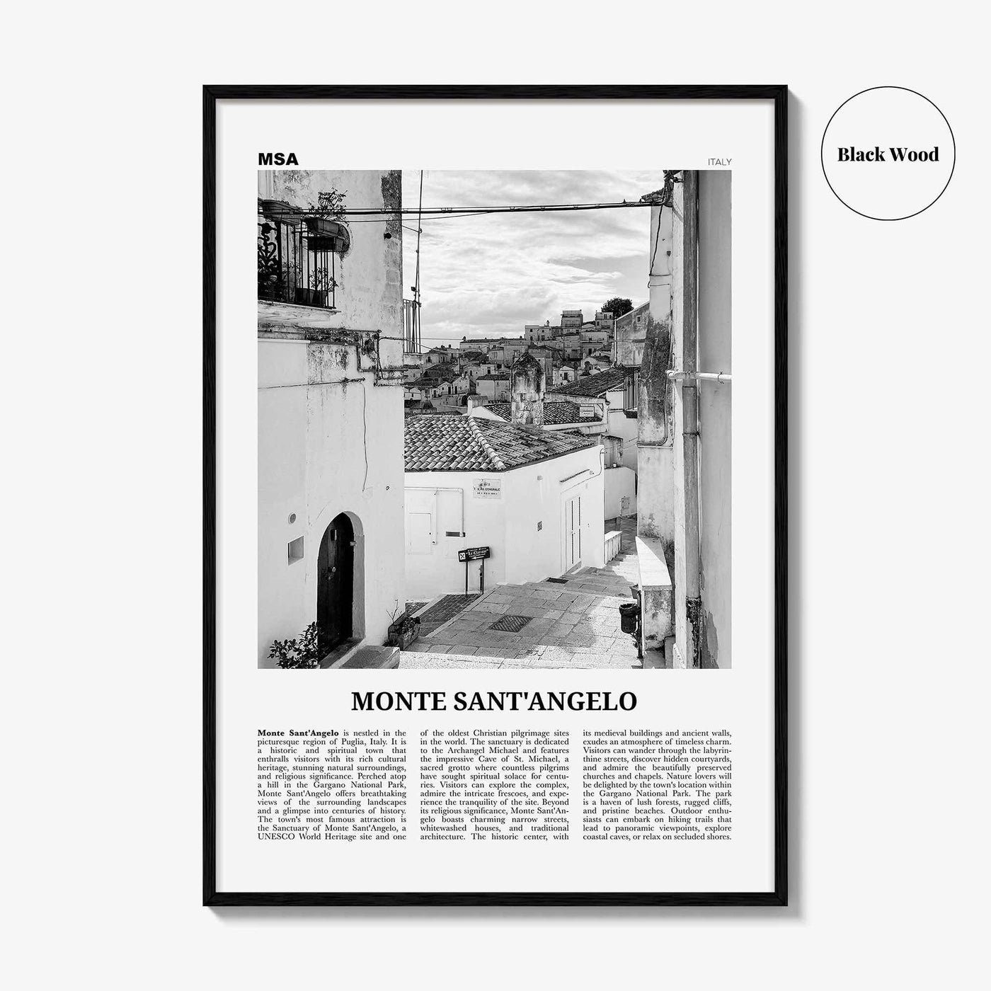 Monte Santangelo Print Black and White, Monte Santangelo Wall Art, Monte Santangelo Poster, Monte Santangelo Photo, Wall Décor, Italy