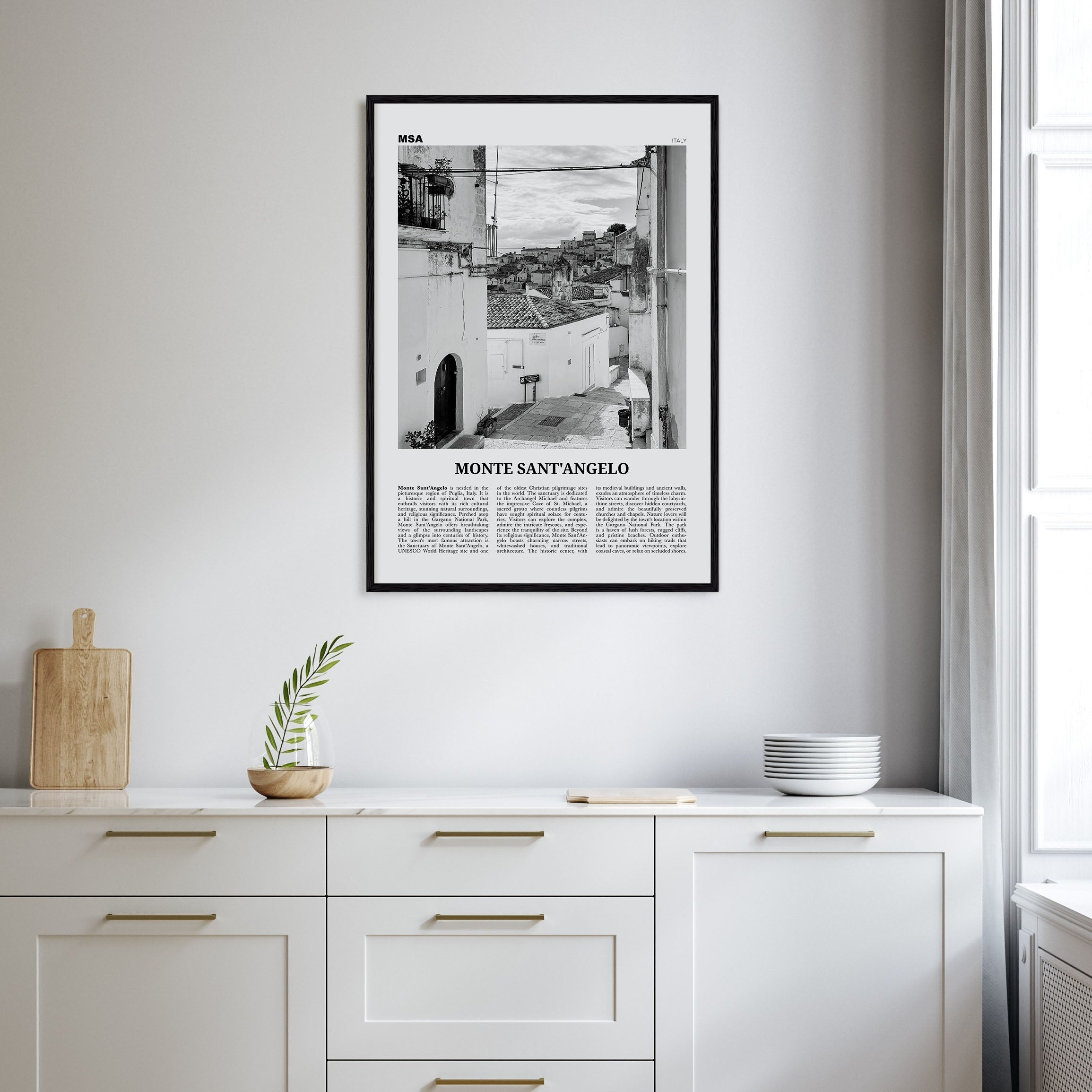 Monte Sant'Angelo Travel B&W Poster