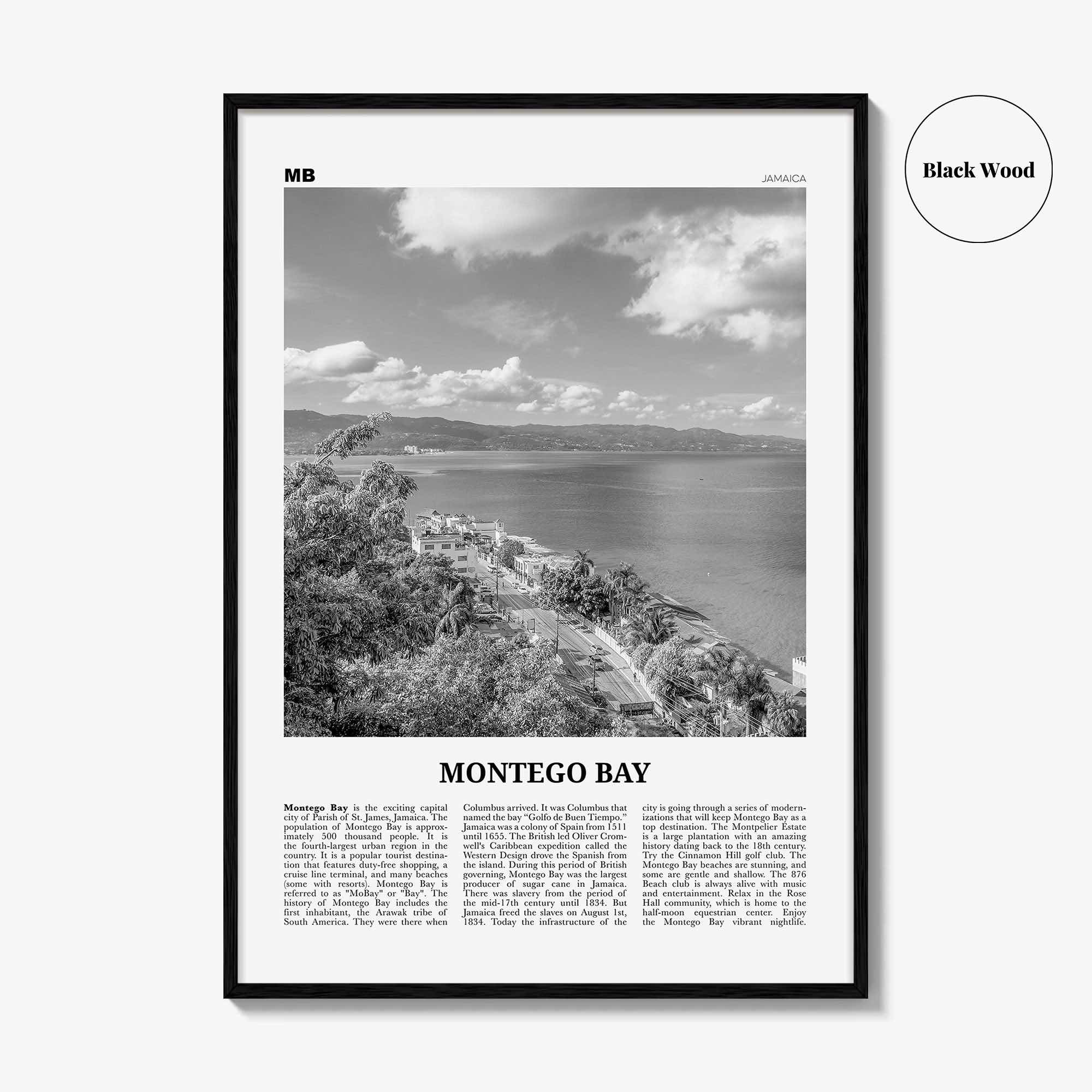 Montego Bay Print Black and White, Montego Bay Wall Art, Montego Bay Poster, Montego Bay Photo, Montego Bay Wall Décor, Jamaica