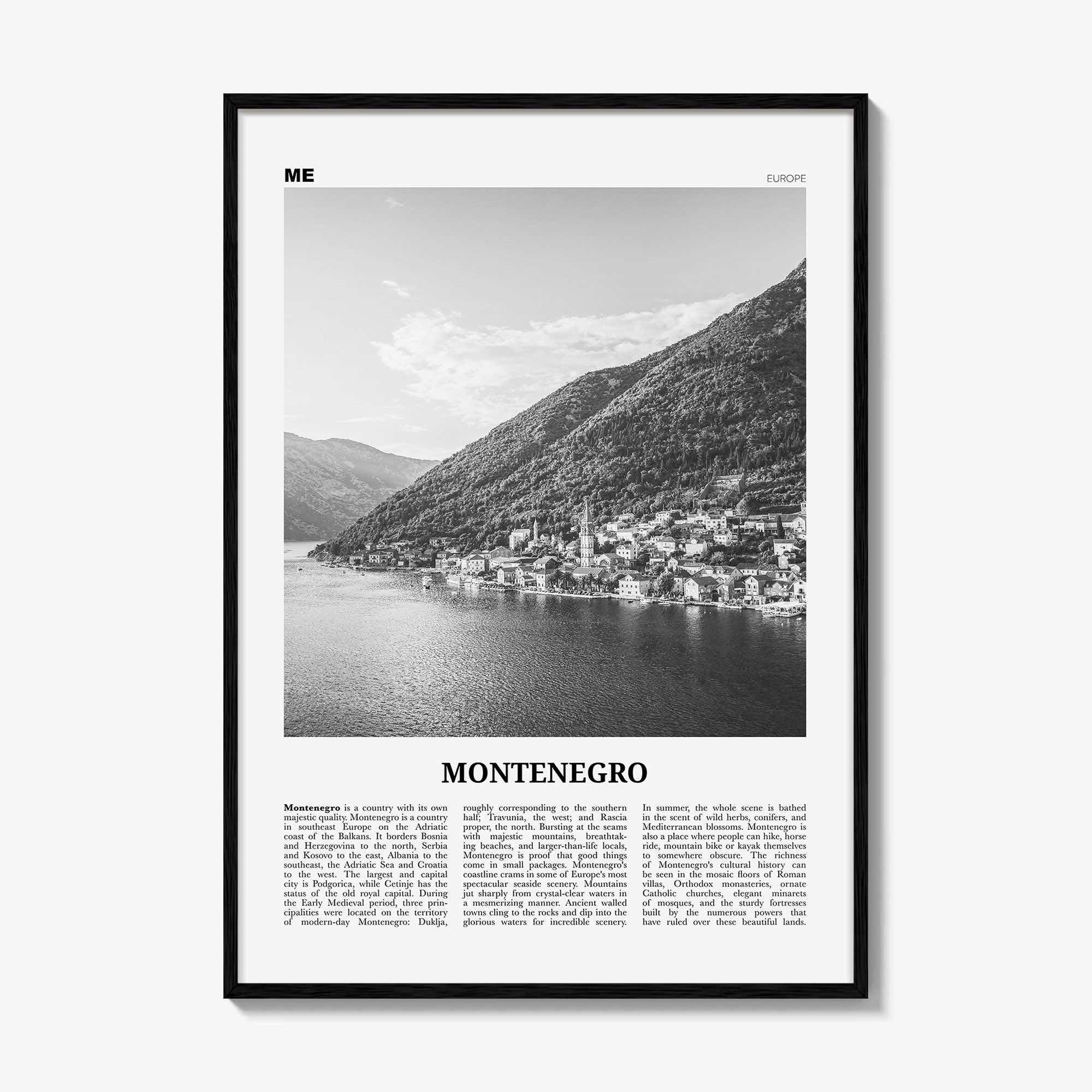 Montenegro Print Black and White, Montenegro Wall Art, Montenegro Poster, Montenegro Photo, Црна Гора, Crna, Gora, Podgorica, Balkan, Europe