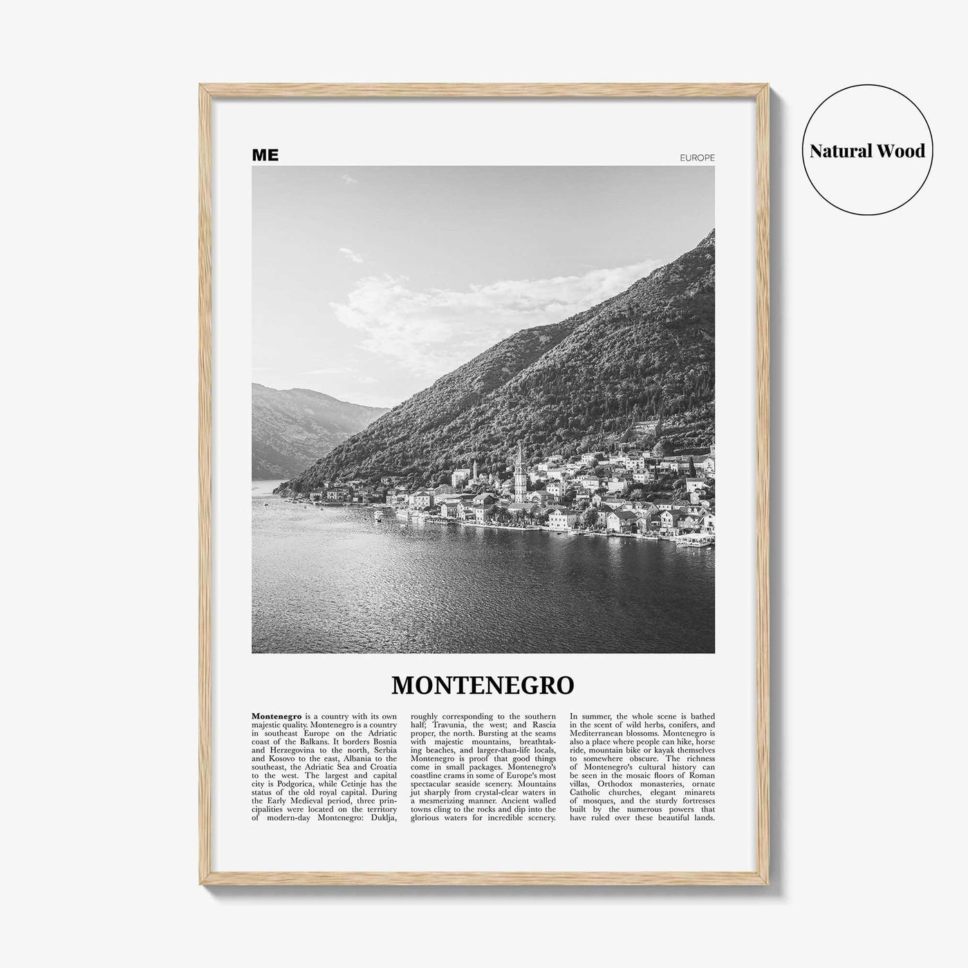 Montenegro Print Black and White, Montenegro Wall Art, Montenegro Poster, Montenegro Photo, Црна Гора, Crna, Gora, Podgorica, Balkan, Europe