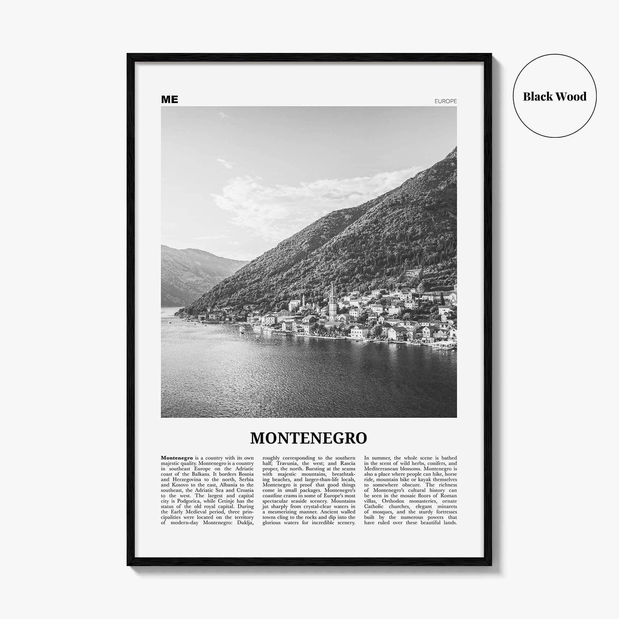 Montenegro Print Black and White, Montenegro Wall Art, Montenegro Poster, Montenegro Photo, Црна Гора, Crna, Gora, Podgorica, Balkan, Europe