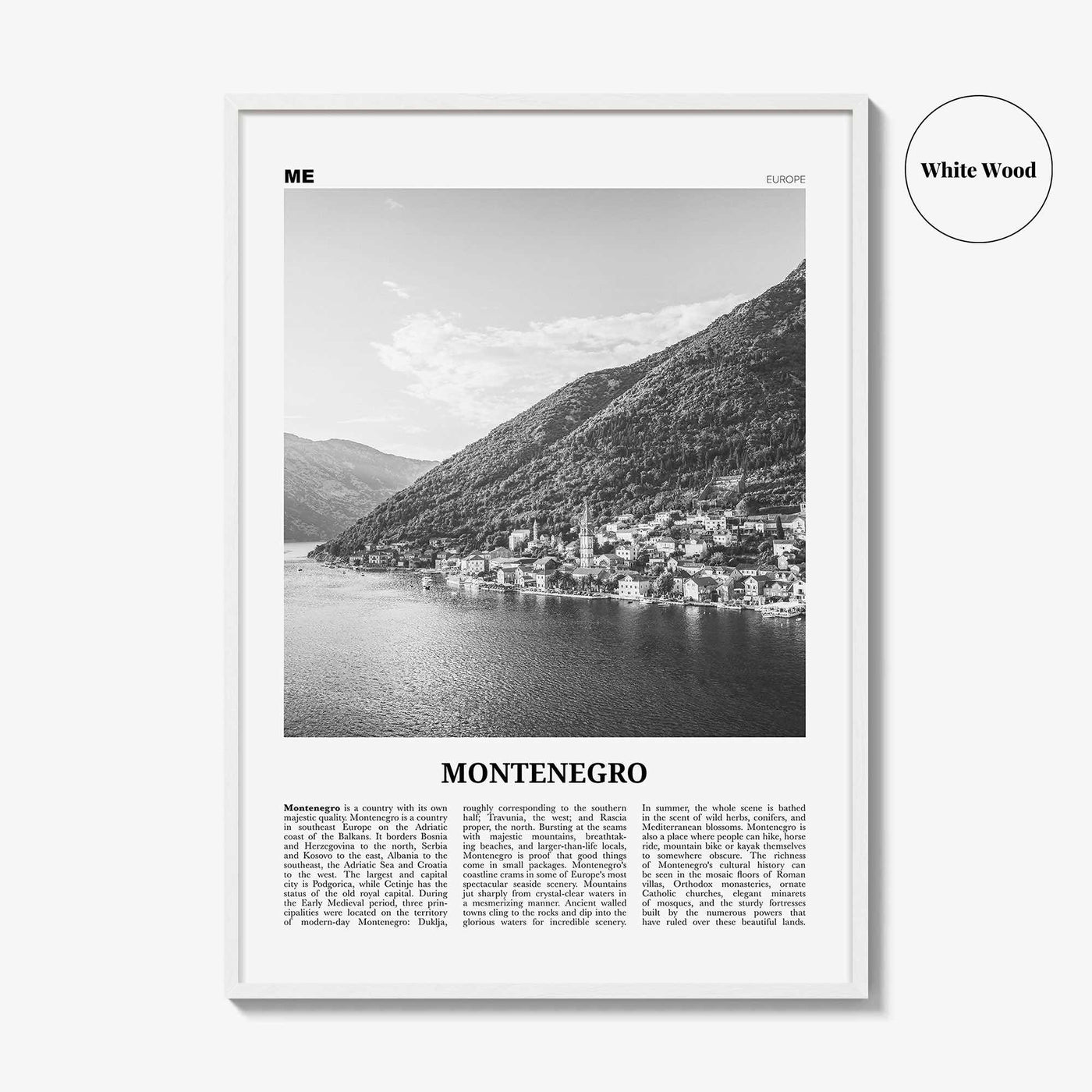 Montenegro Print Black and White, Montenegro Wall Art, Montenegro Poster, Montenegro Photo, Црна Гора, Crna, Gora, Podgorica, Balkan, Europe