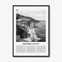 Monterey County Print Black and White, Monterey County Wall Art, Monterey County Poster, Monterey Photo, Monterey Wall Décor, Monterey Map
