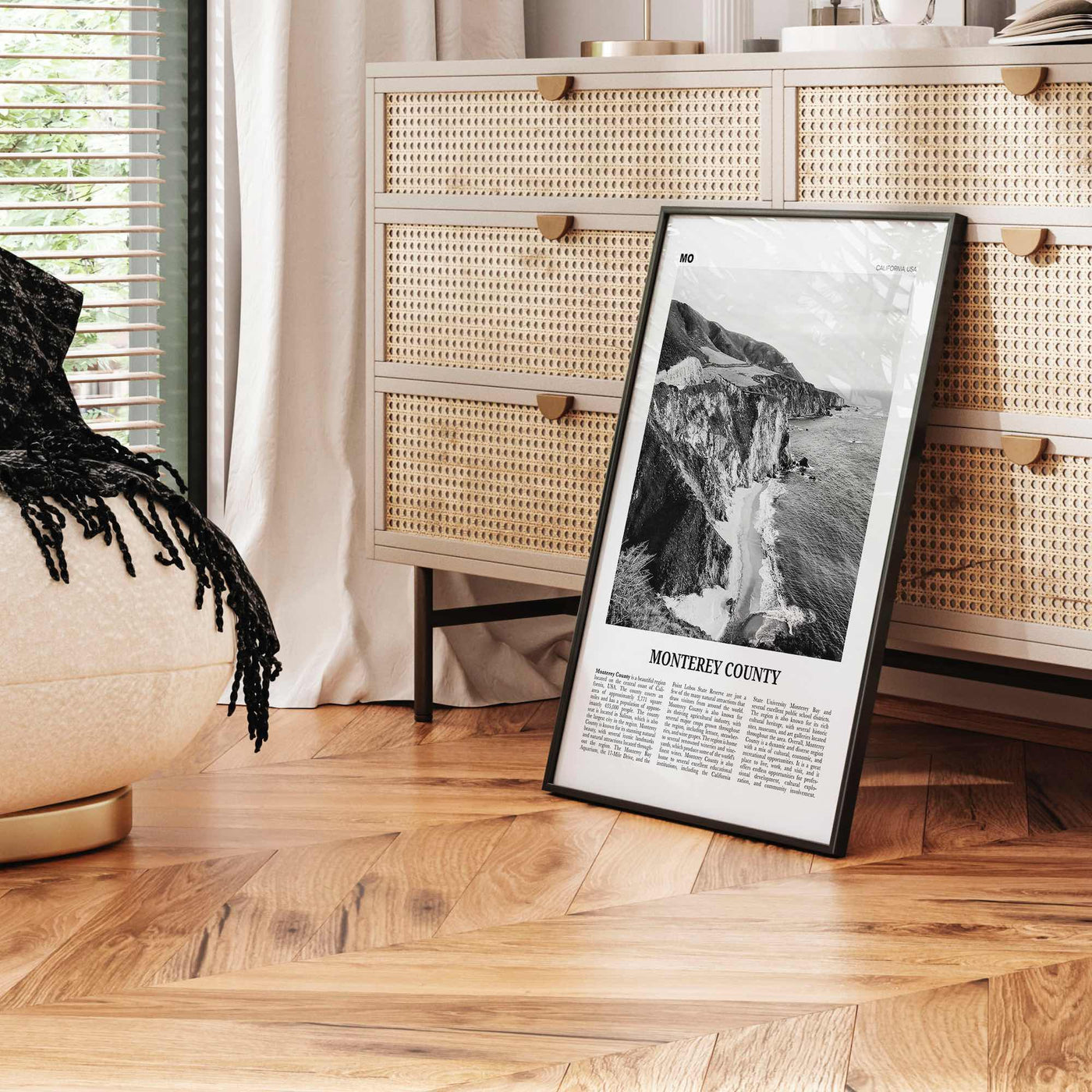 Monterey County Print Black and White, Monterey County Wall Art, Monterey County Poster, Monterey Photo, Monterey Wall Décor, Monterey Map