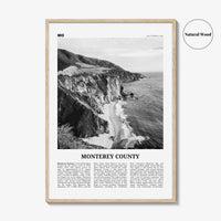 Monterey County Print Black and White, Monterey County Wall Art, Monterey County Poster, Monterey Photo, Monterey Wall Décor, Monterey Map