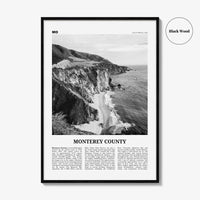 Monterey County Print Black and White, Monterey County Wall Art, Monterey County Poster, Monterey Photo, Monterey Wall Décor, Monterey Map