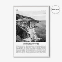 Monterey County Print Black and White, Monterey County Wall Art, Monterey County Poster, Monterey Photo, Monterey Wall Décor, Monterey Map
