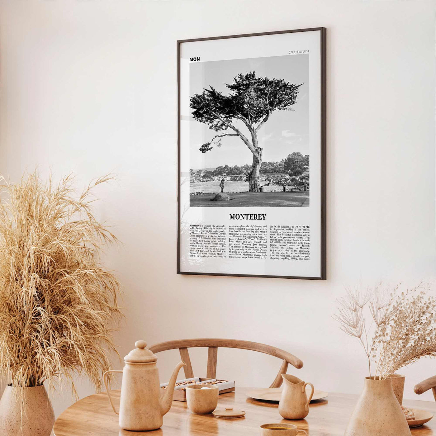 Monterey Print Black and White, Monterey Wall Art, Monterey Poster, Monterey Photo, Monterey Wall Decor, USA, United States, North America