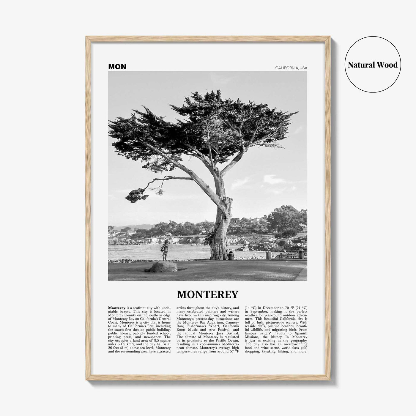 Monterey Print Black and White, Monterey Wall Art, Monterey Poster, Monterey Photo, Monterey Wall Decor, USA, United States, North America