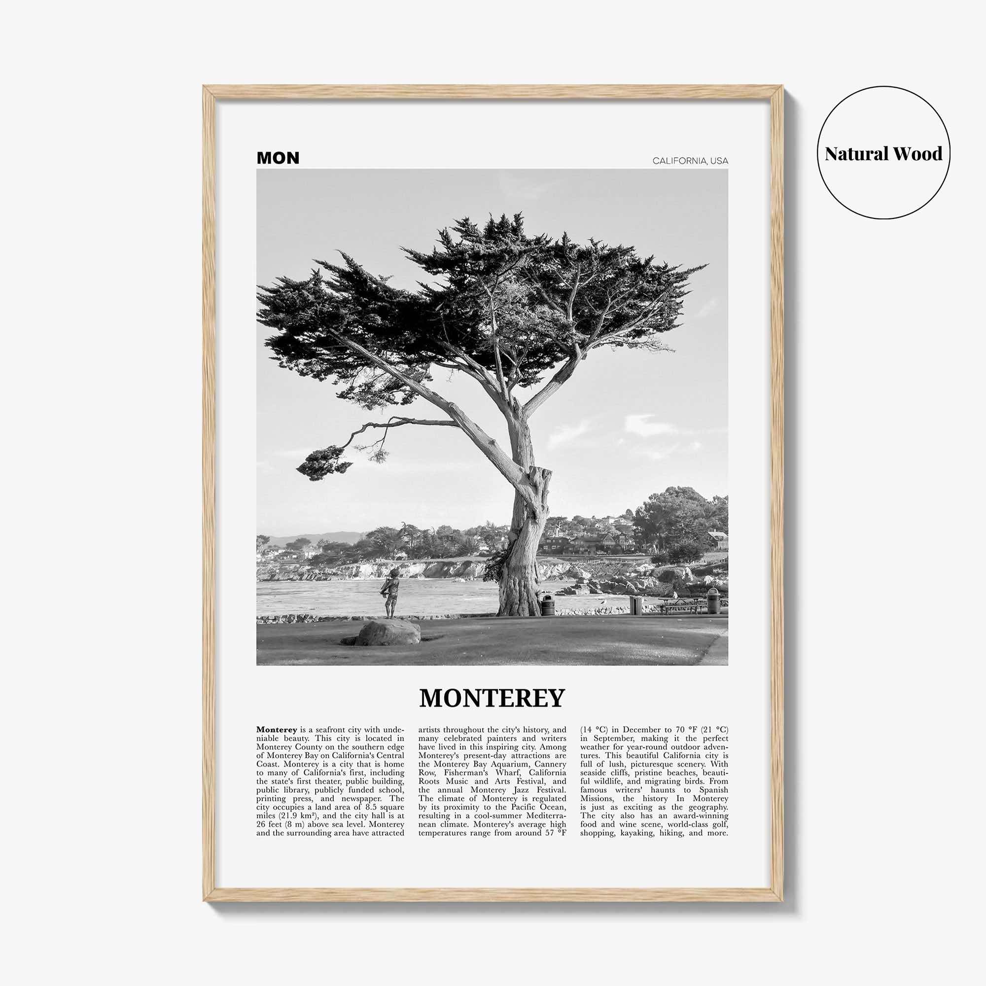 Monterey Print Black and White, Monterey Wall Art, Monterey Poster, Monterey Photo, Monterey Wall Decor, USA, United States, North America
